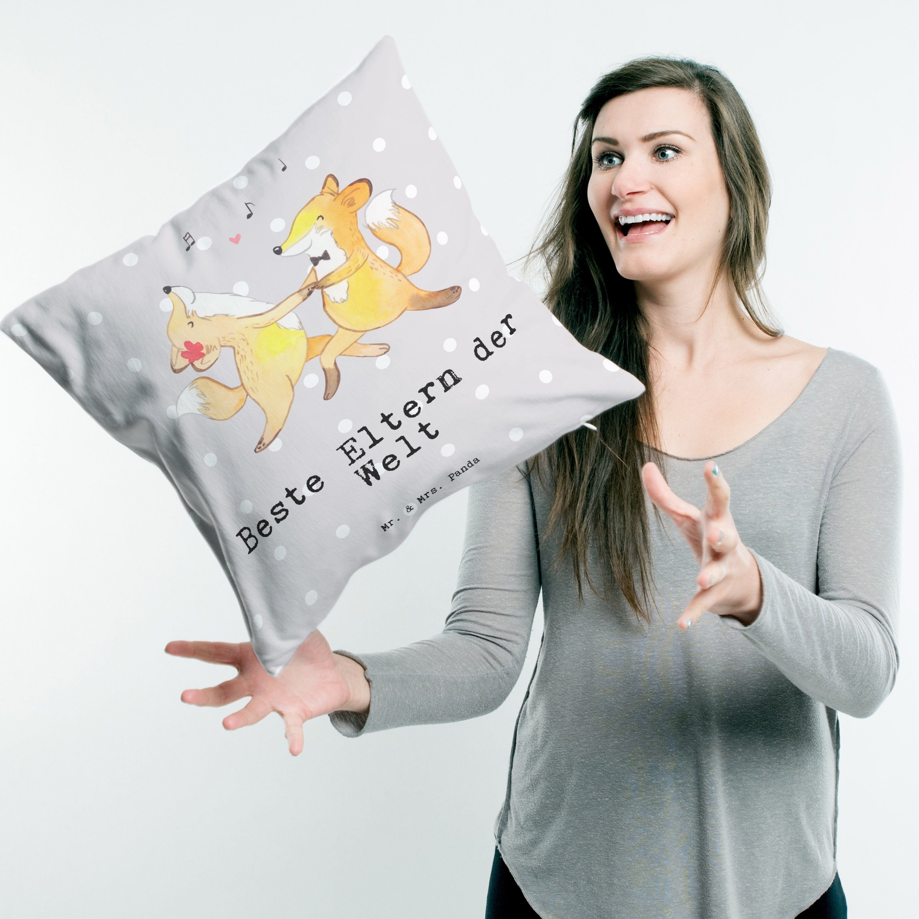 der Mrs. Mr. Beste Geschenk, Panda Fuchs Grau Pastell - & - Dekokissen Schenken, Eltern Fami Welt