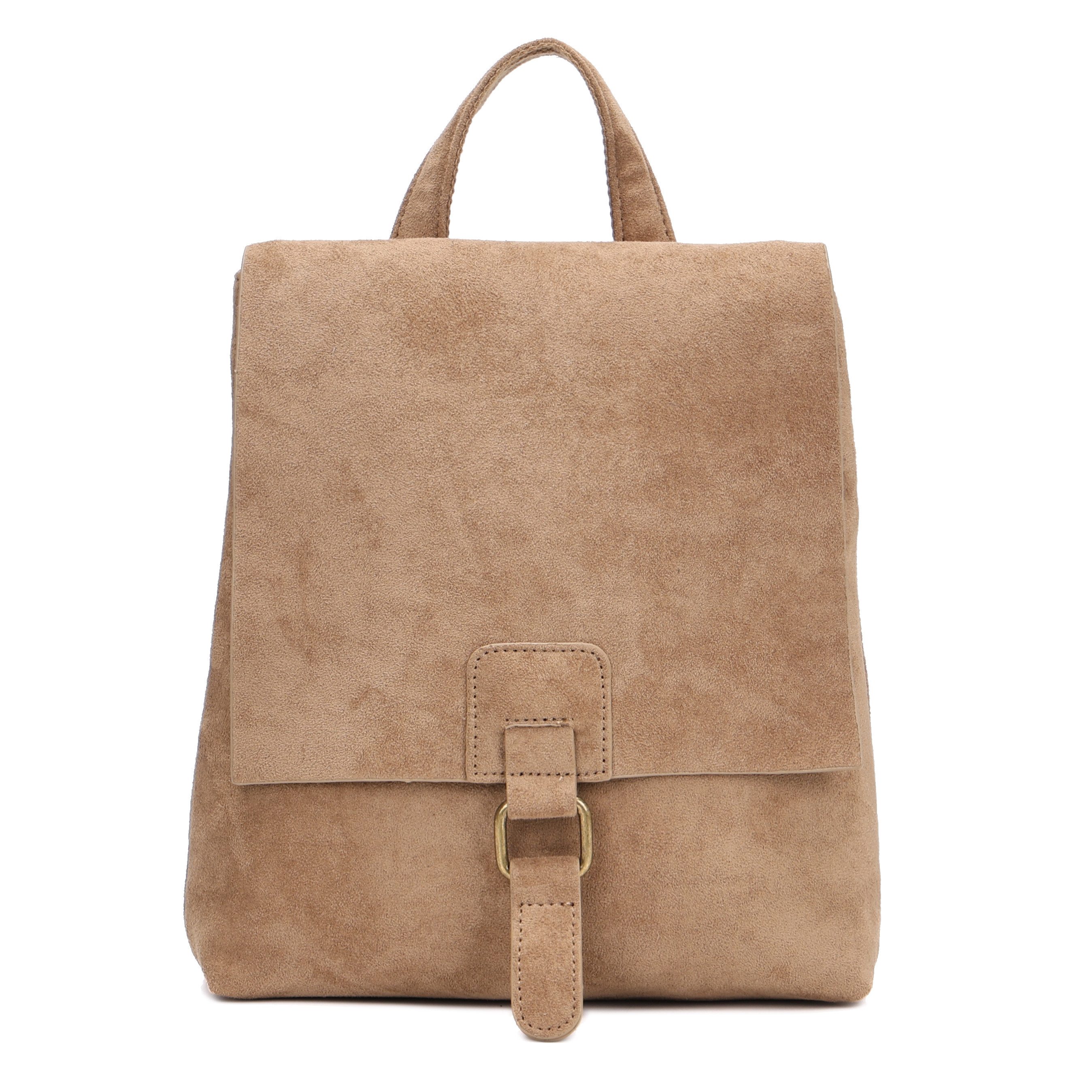 MIRROSI Tagesrucksack Damen auch als Crossbody Bag 2 in 1, Wildleder-Optik (ca. 24 x 7 x 27 cm), Cityrucksack, Daypack, Tragegriff & verstellbaren Riemen