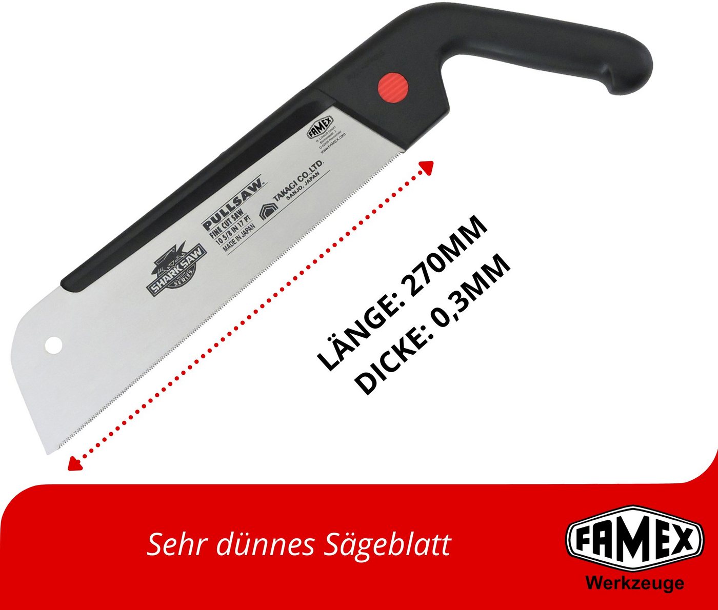 Thumbnail - FAMEX Japansäge 5507 Feinsäge 270mm (Holzsäge), Made in Japan, Karbonstahl, sehr fein, 17 TPI