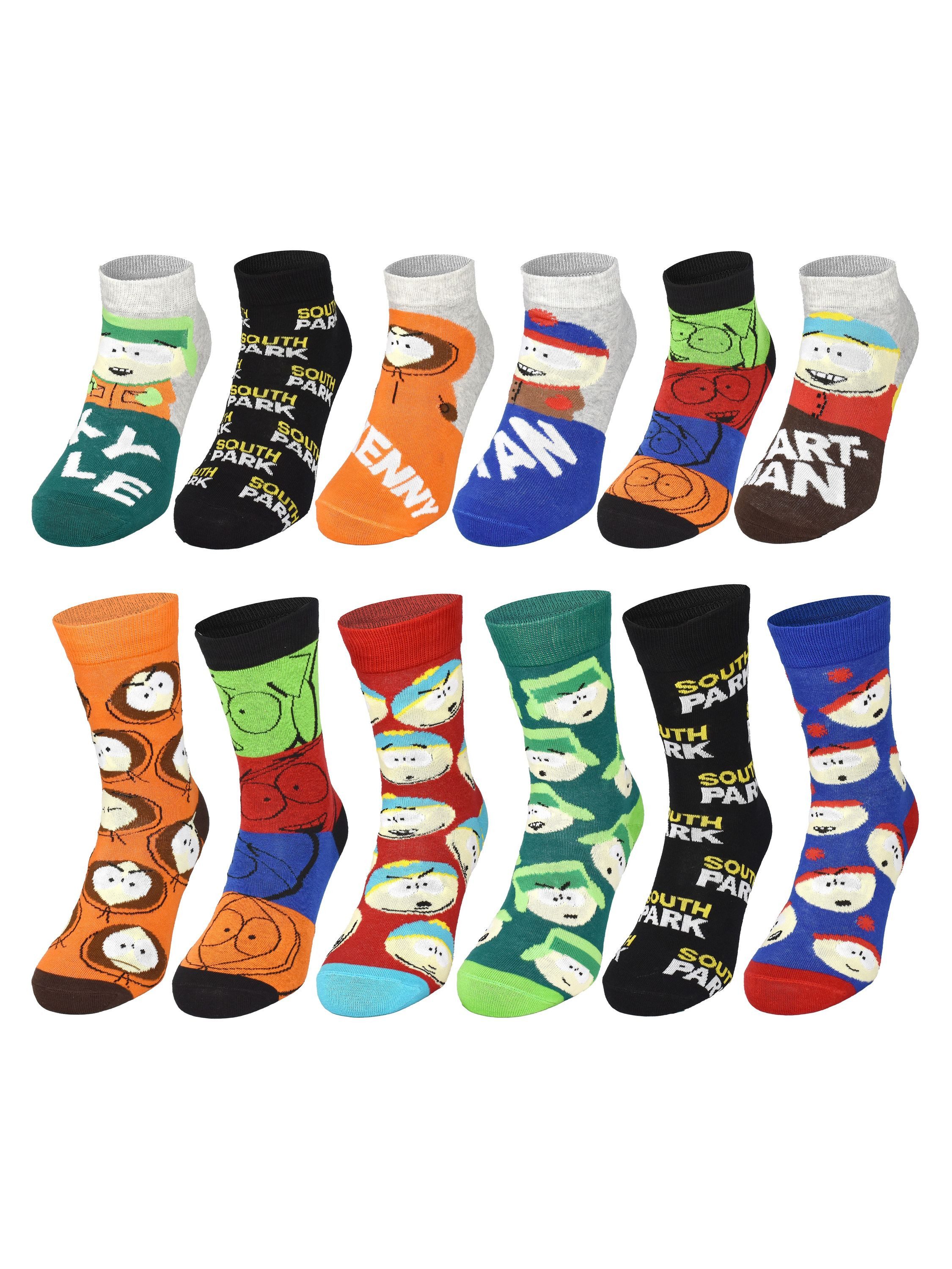 United Labels® Adventskalender South Park Socken Adventskalender mit 12 Paar Socken kurz und lang