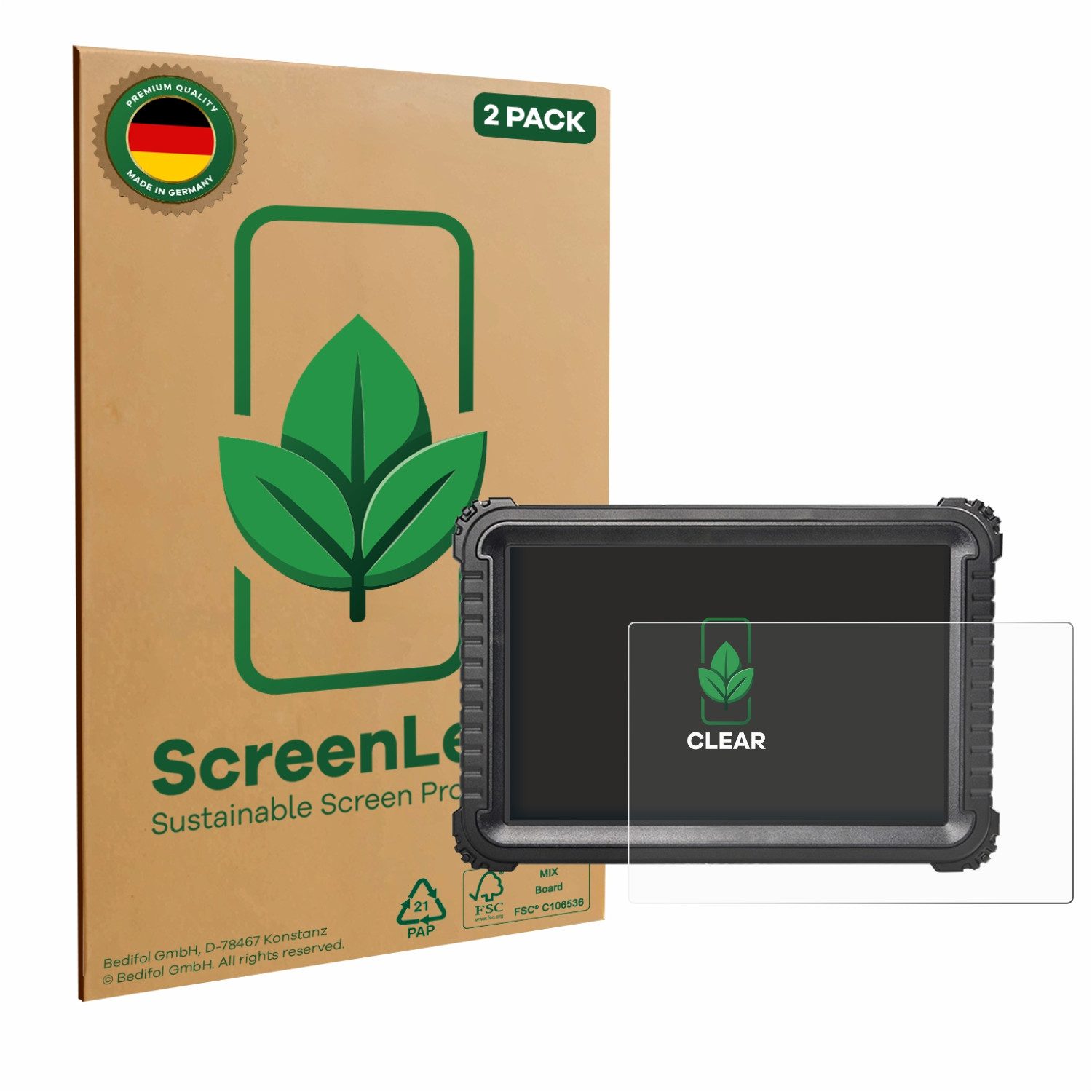 ScreenLeaf Displayschutzfolie Schutzfolie für iCarsoft CR Ultra, 2 Stück, nachhaltiger Displayschutz Schutz Folie Klar Transparent