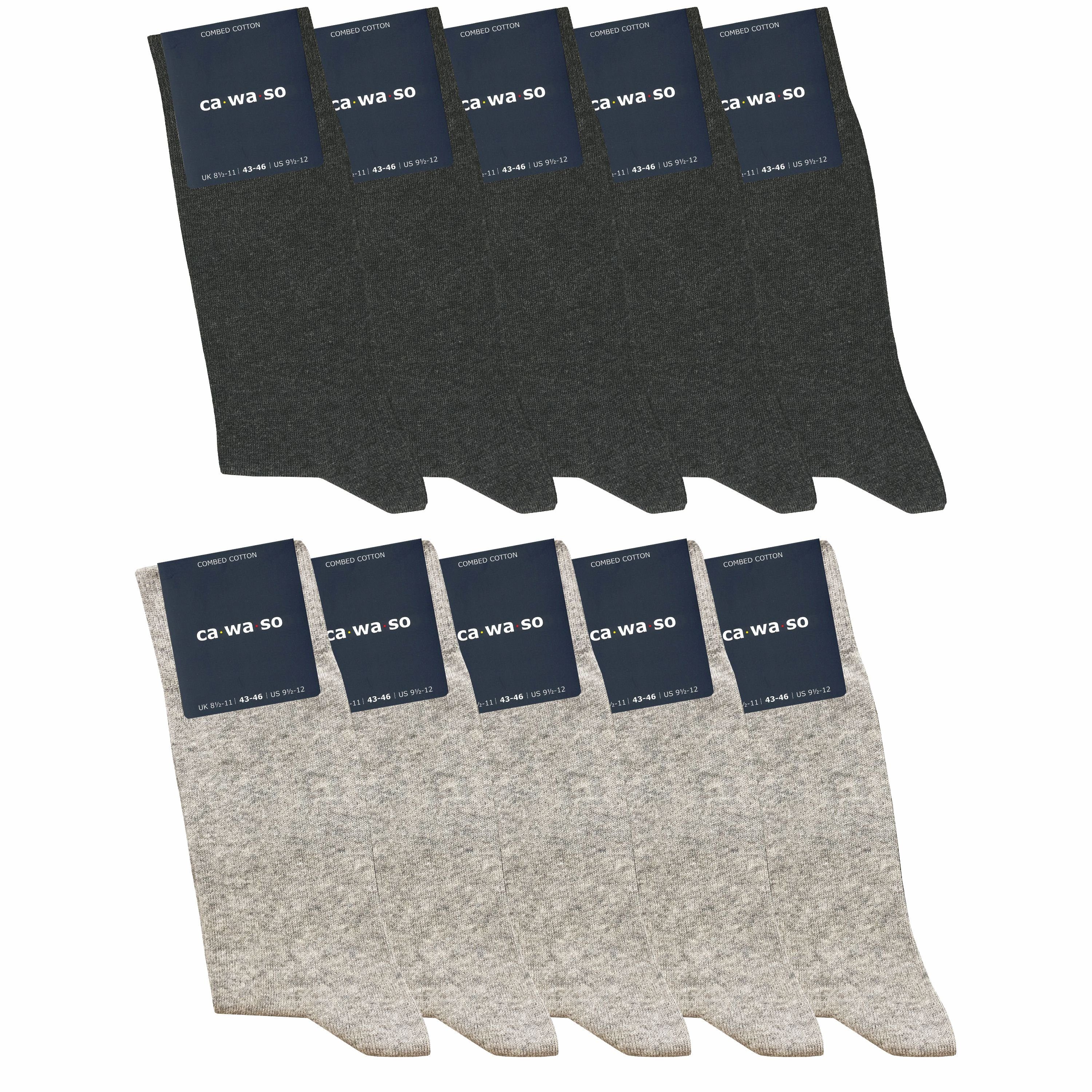 ca·wa·so Socken für Damen & Herren - bequem & weich - aus doppelt gekämmter Baumwolle (10 Paar) Socken in schwarz, bunt, grau, blau und weiteren Farben grau & hellgrau