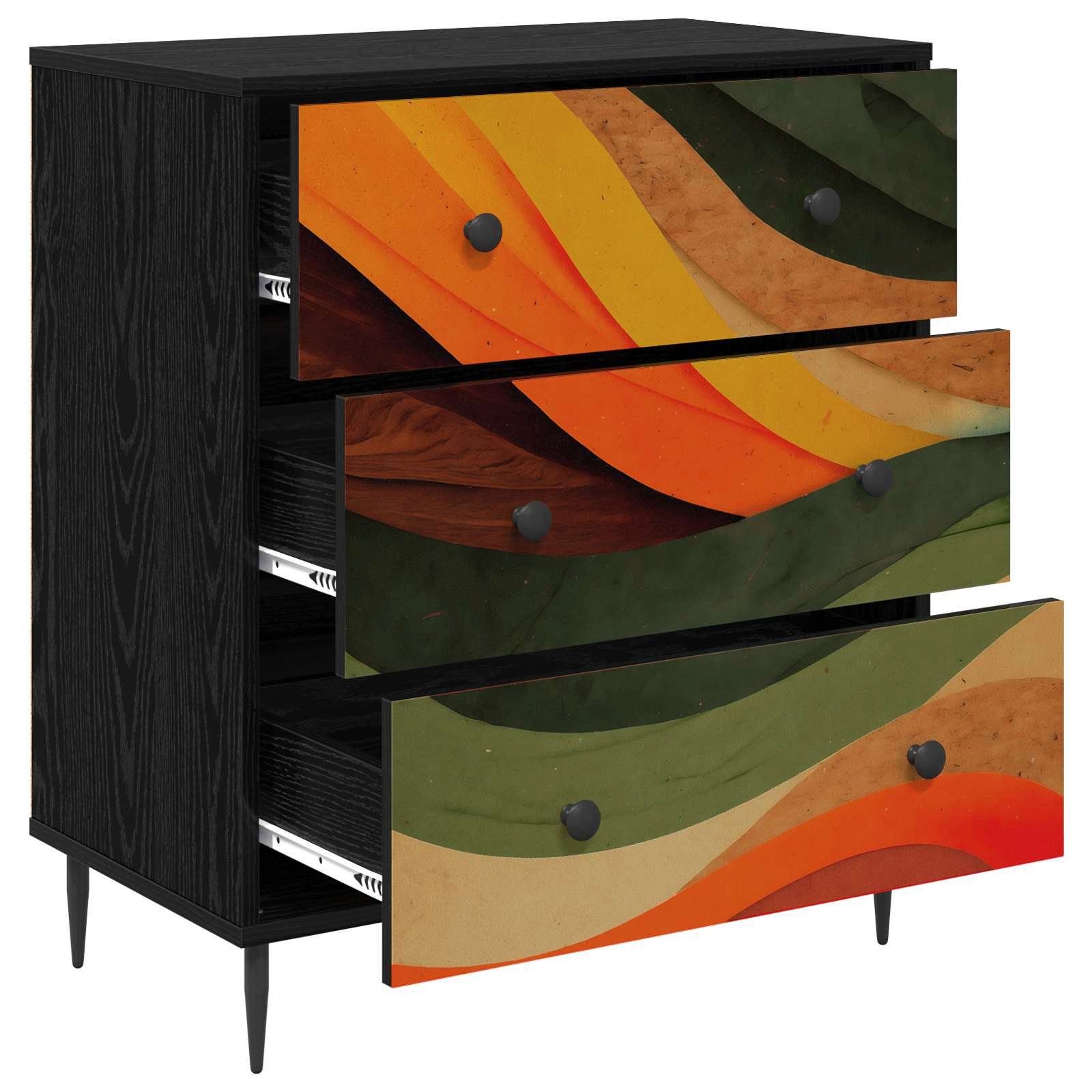 vidaXL Schranksystem Kommode BONN Retro-Wellenmuster 66 x 36,5 x 76 cm Holzwerkstoff (1-St)
