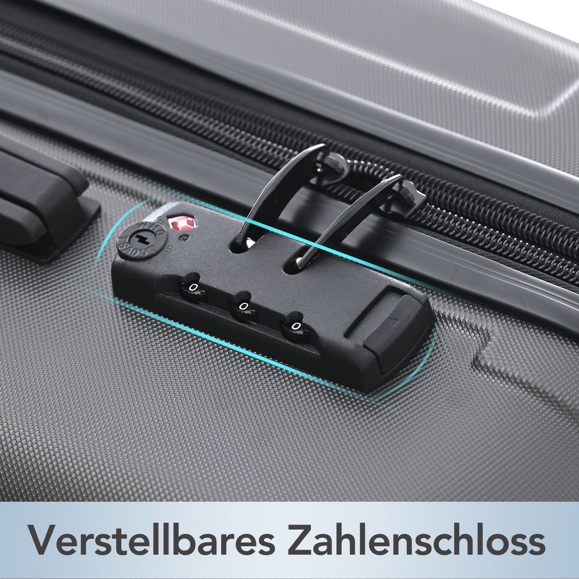 Handgepäckkoffer ABS-Material, TSA-Schloss, Universalrad, Handgepäck mehreFarbe Odikalo schwarzgrau