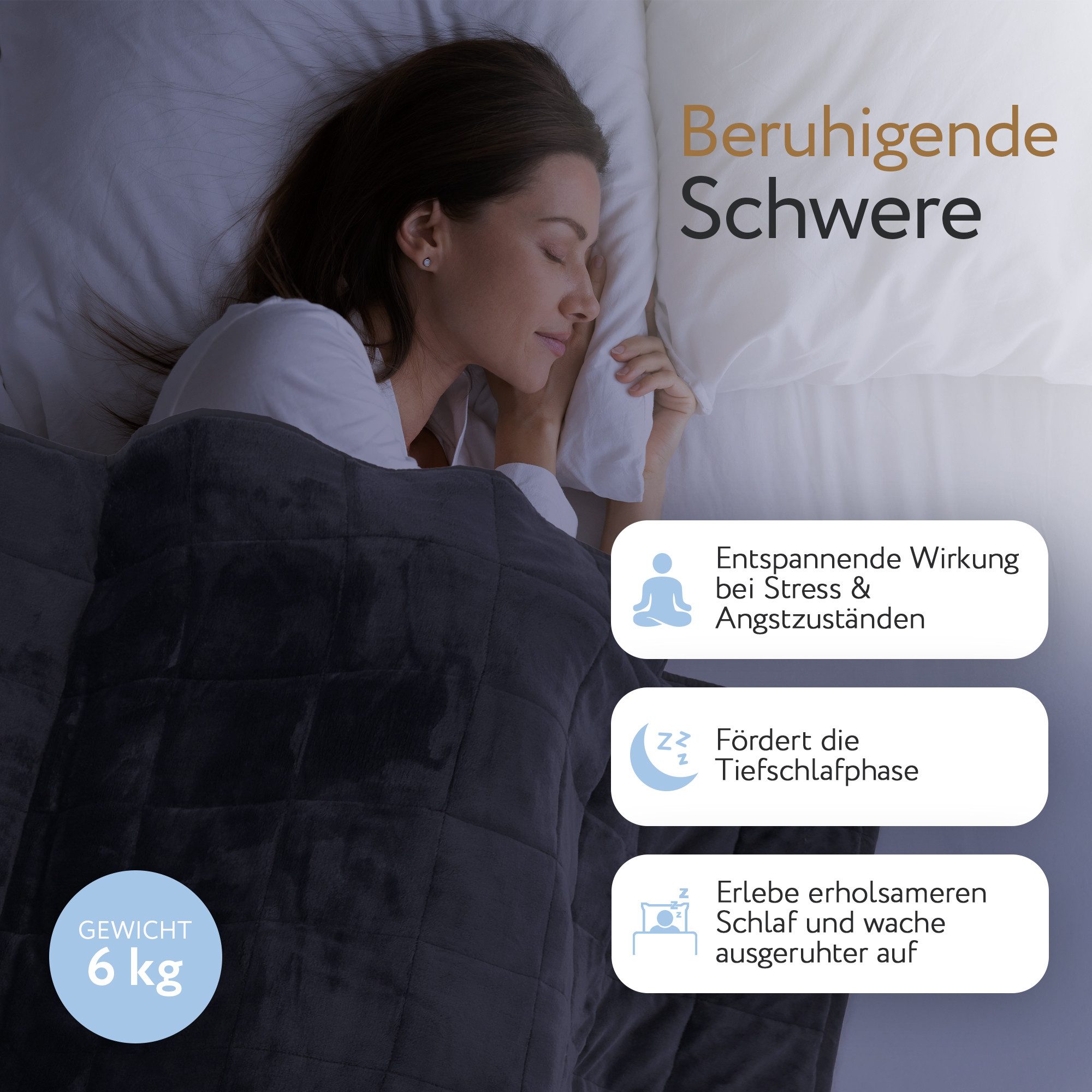 Herlag Gewichtsdecke 6kg 135x200cm Beschwerte Decke für erholsameren Schlaf günstig online kaufen