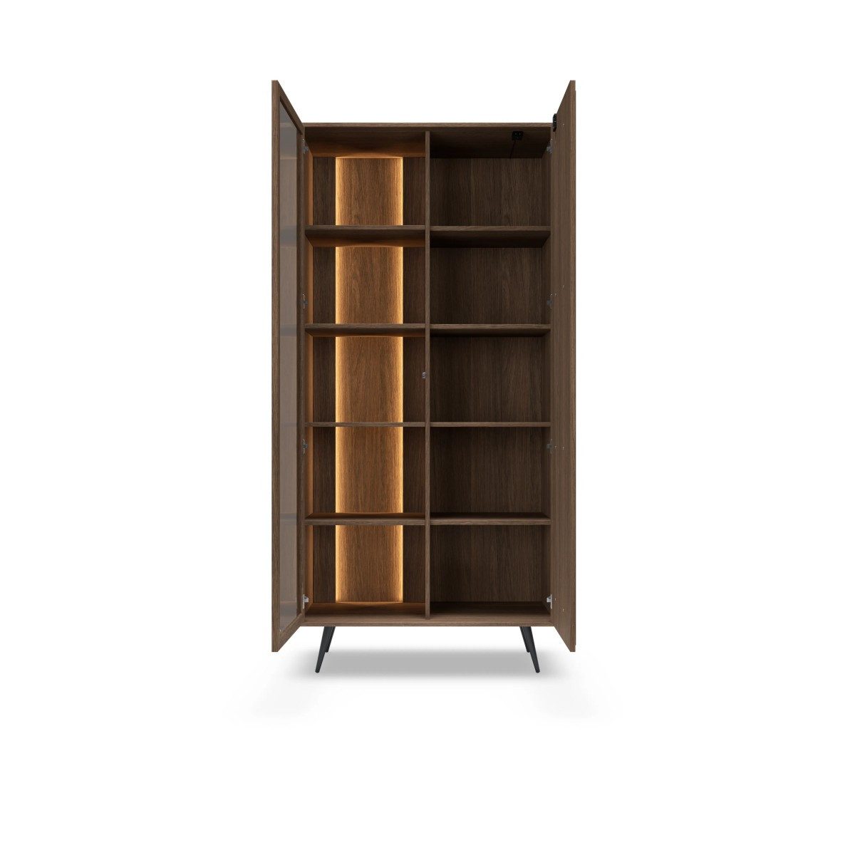 yourhouse24 Vitrine AMARO 94cm – Eiche Dunin mit Lamellen & Rauchglas inkl. LED