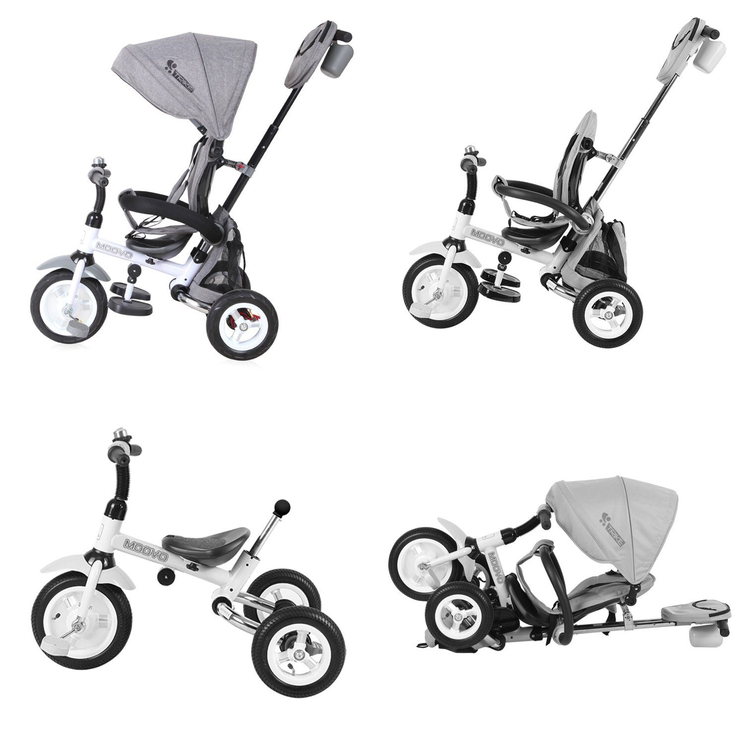 Lorelli Dreirad Dreirad Moovo, Luftreifen faltbar verstellbarer Sitz Schubstange Klingel