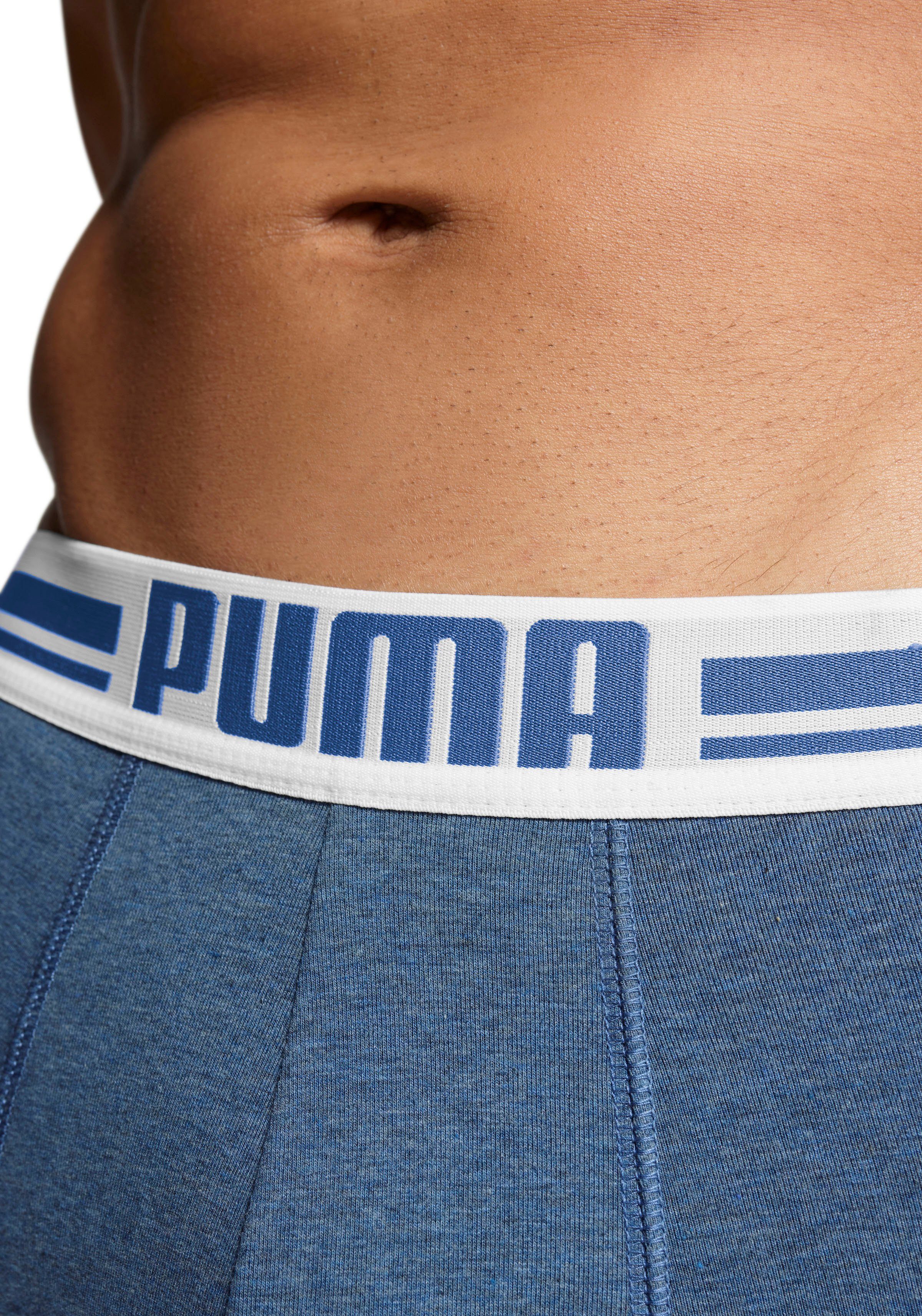 Boxer denim Webbund (Packung, und Logo PUMA navy mit / 2-St) Streifen