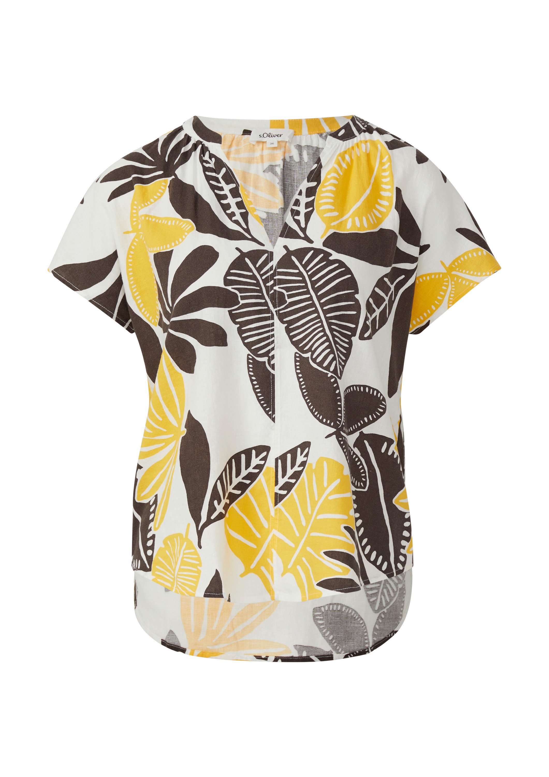 s.Oliver Kurzarmbluse Bluse Ärmellose Bluse aus Leinenmix im Relaxed Fit
