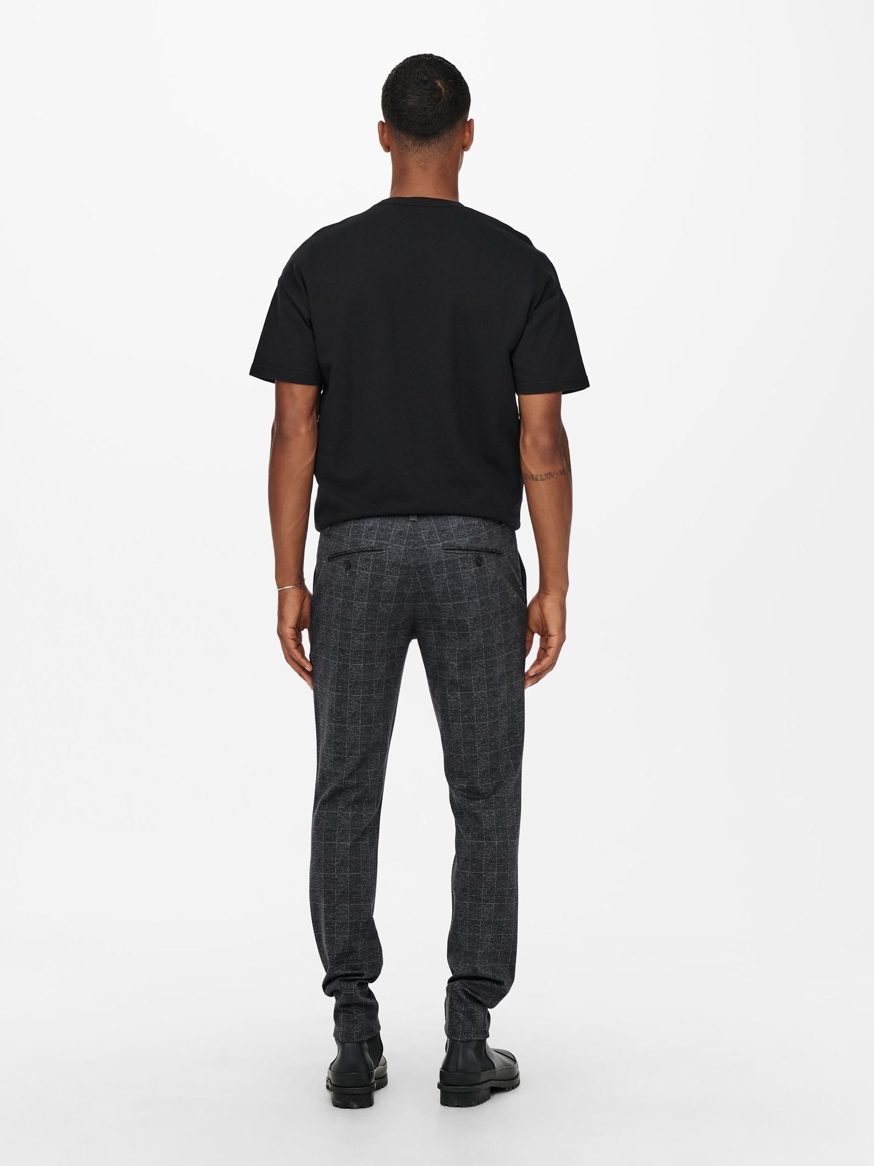 ONLY & SONS Chinohose Stoffhose Karierte Stretch Trousers ONSMARK für Herren Slim fit kariert elastisch Reißverschluss elegant-Style
