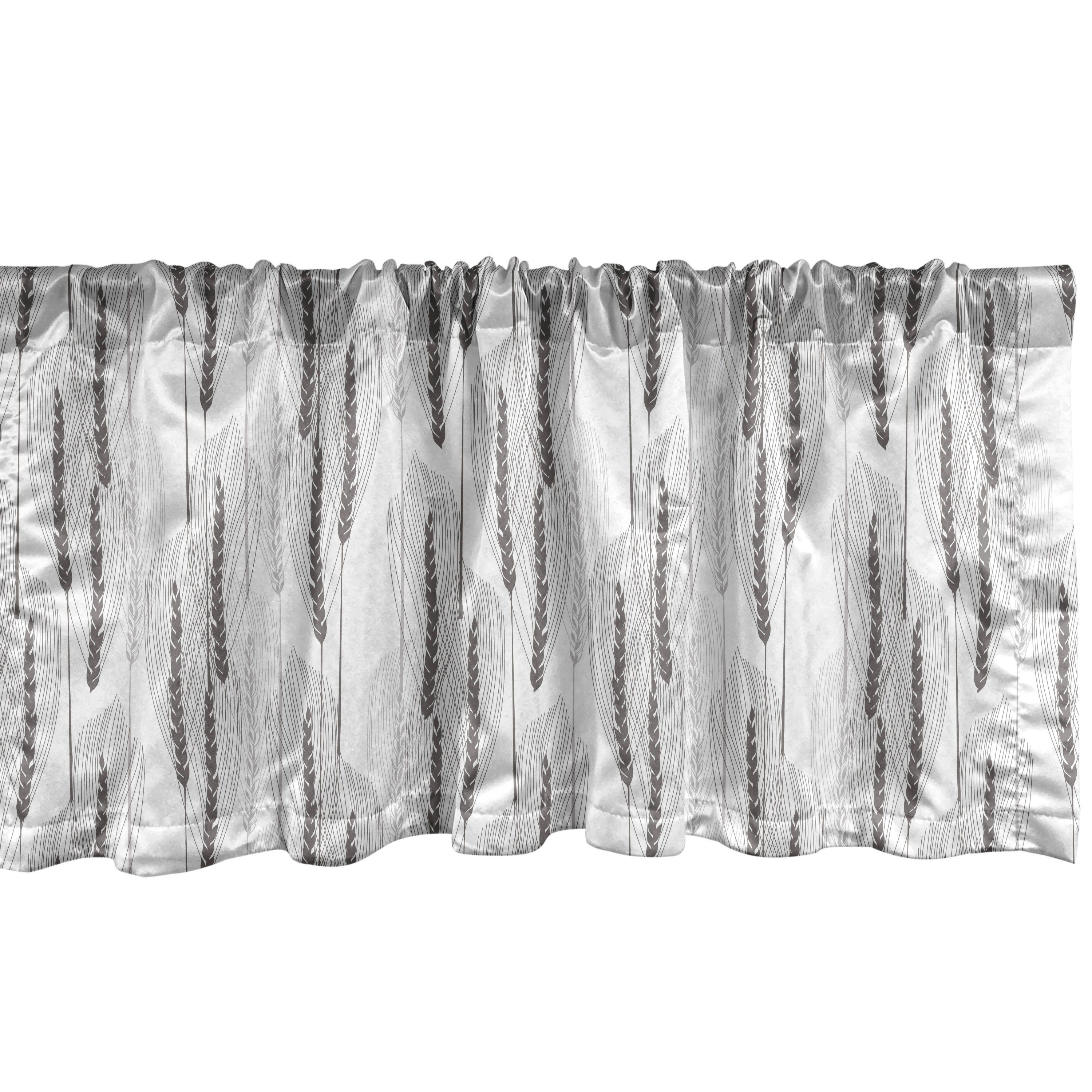 Scheibengardine Vorhang Volant für Küche Schlafzimmer Dekor mit Stangentasche, Abakuhaus, Microfaser, Ernte Weizen Zweige Botanical