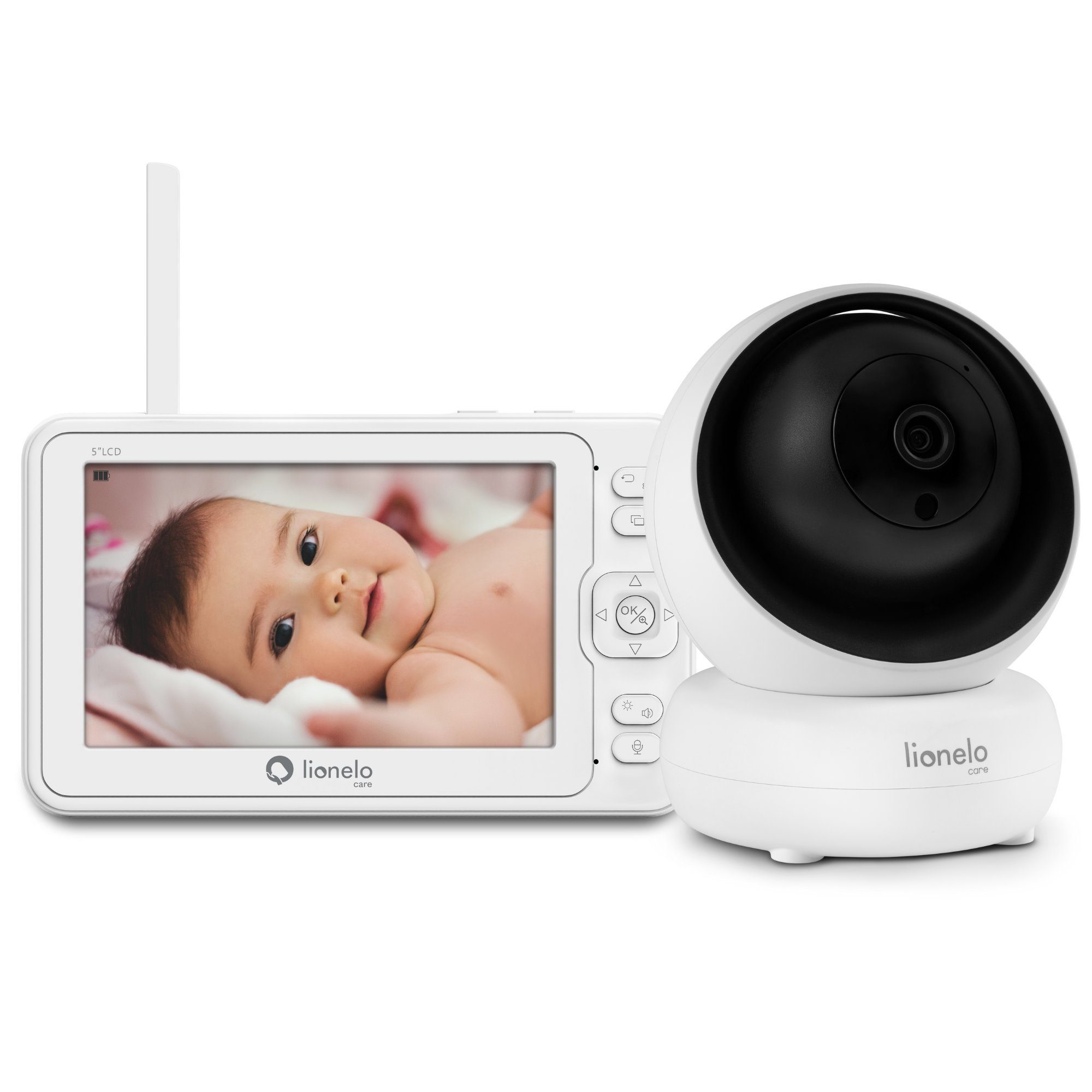 lionelo Video-Babyphone BABYLINE 8.3, Set, Set, Beste Kamera 5", 360-Grad, 3600 mAh, Intelligente Funktionen