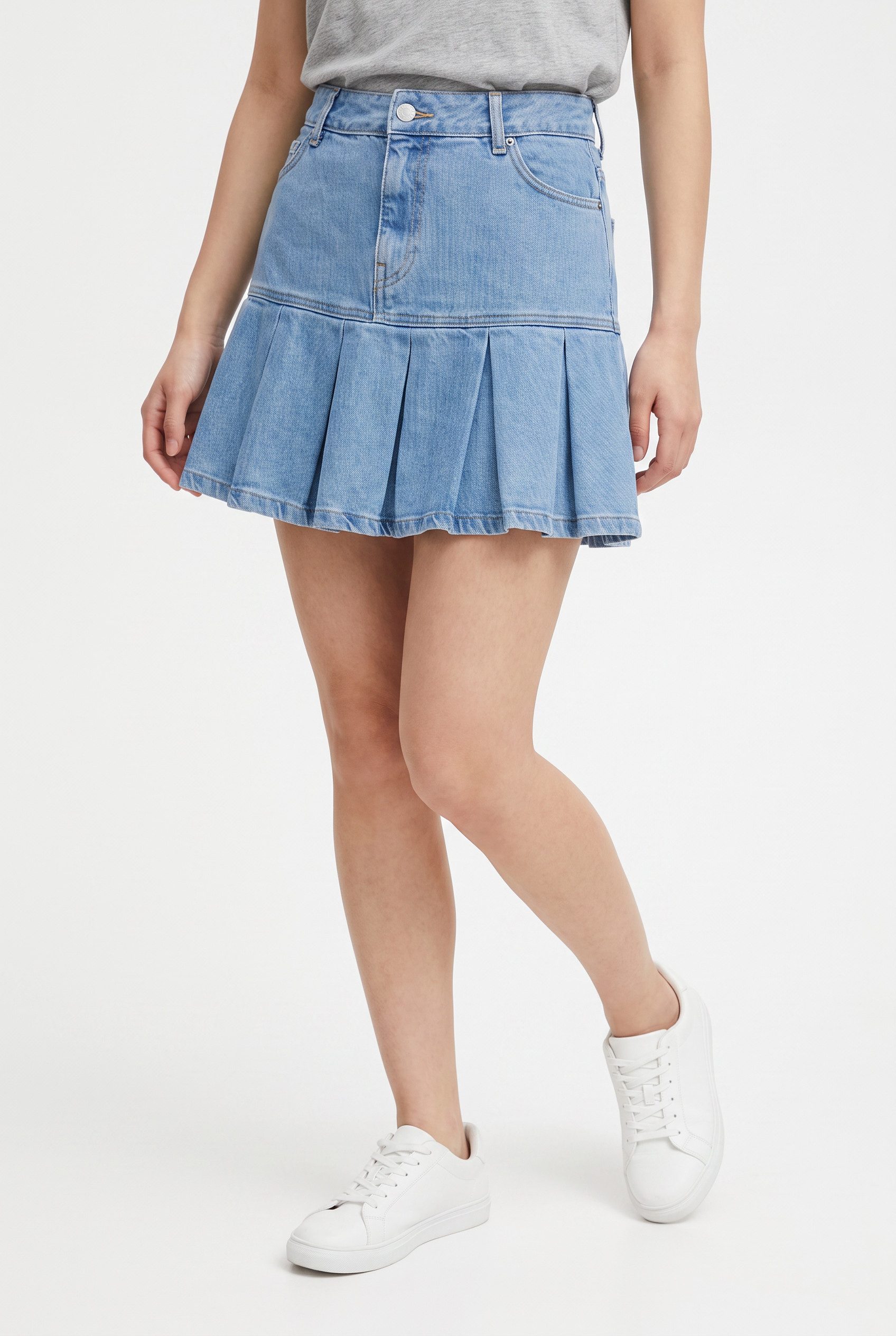 ONLY Jeansrock ONLEMERSON REG PLEATED DNM SKIRT TAI Baumwolle, Regular Waist