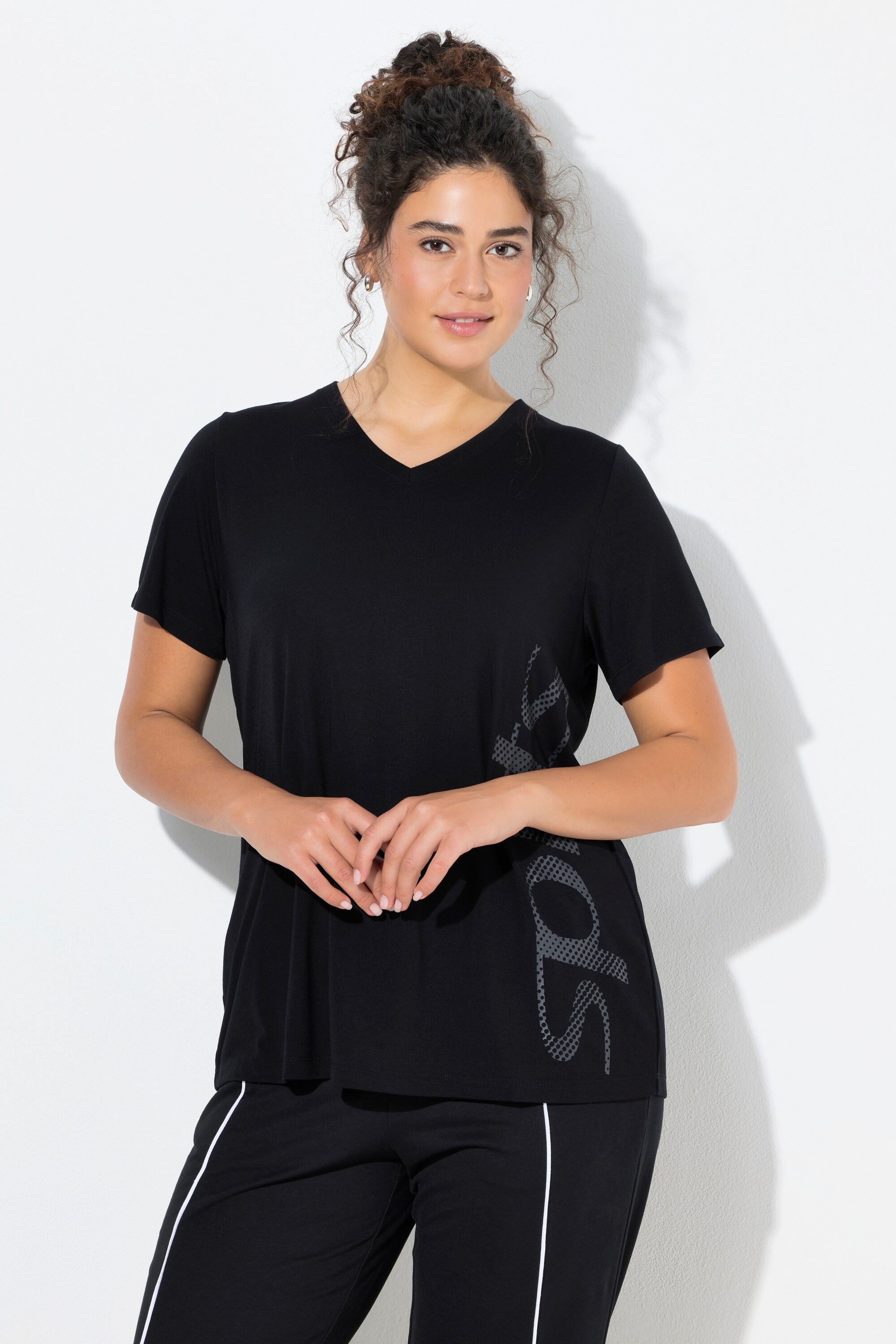 Ulla Popken T-Shirt Funktions-Shirt V-Ausschnitt Halbarm