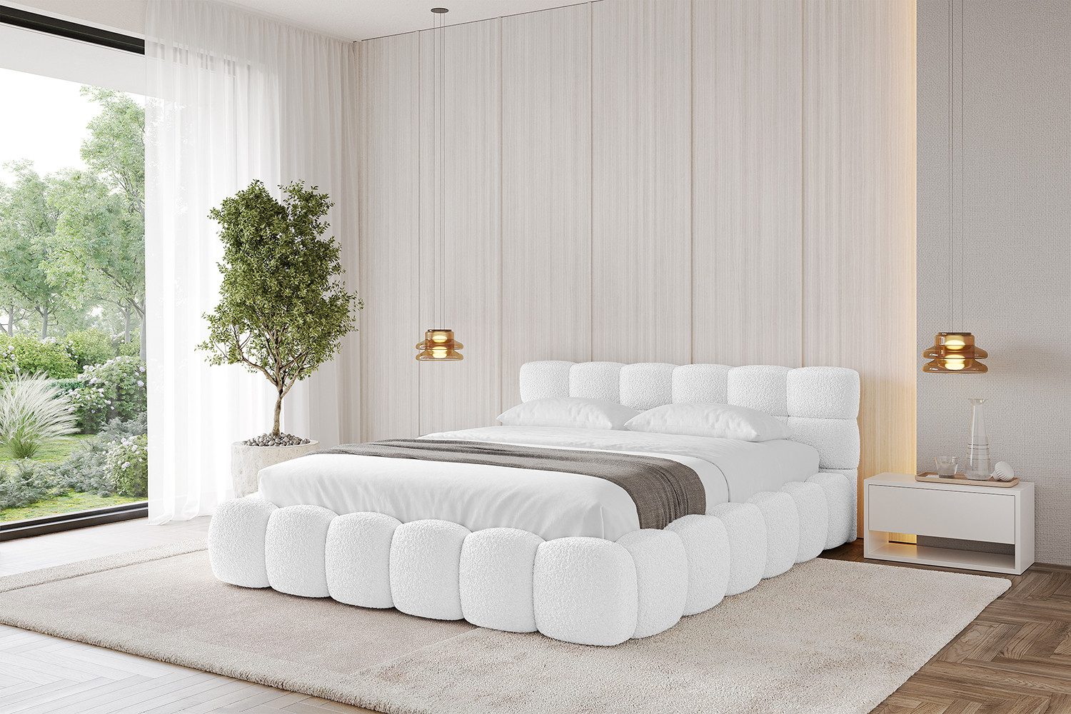 ALTDECOR Polsterbett LEYA-v1 (Polsterbett mit Bettkasten und Lattenrost, Boxbett mit Matratze), Doppelbett mit Stauraum, Bett mit Kopfteil