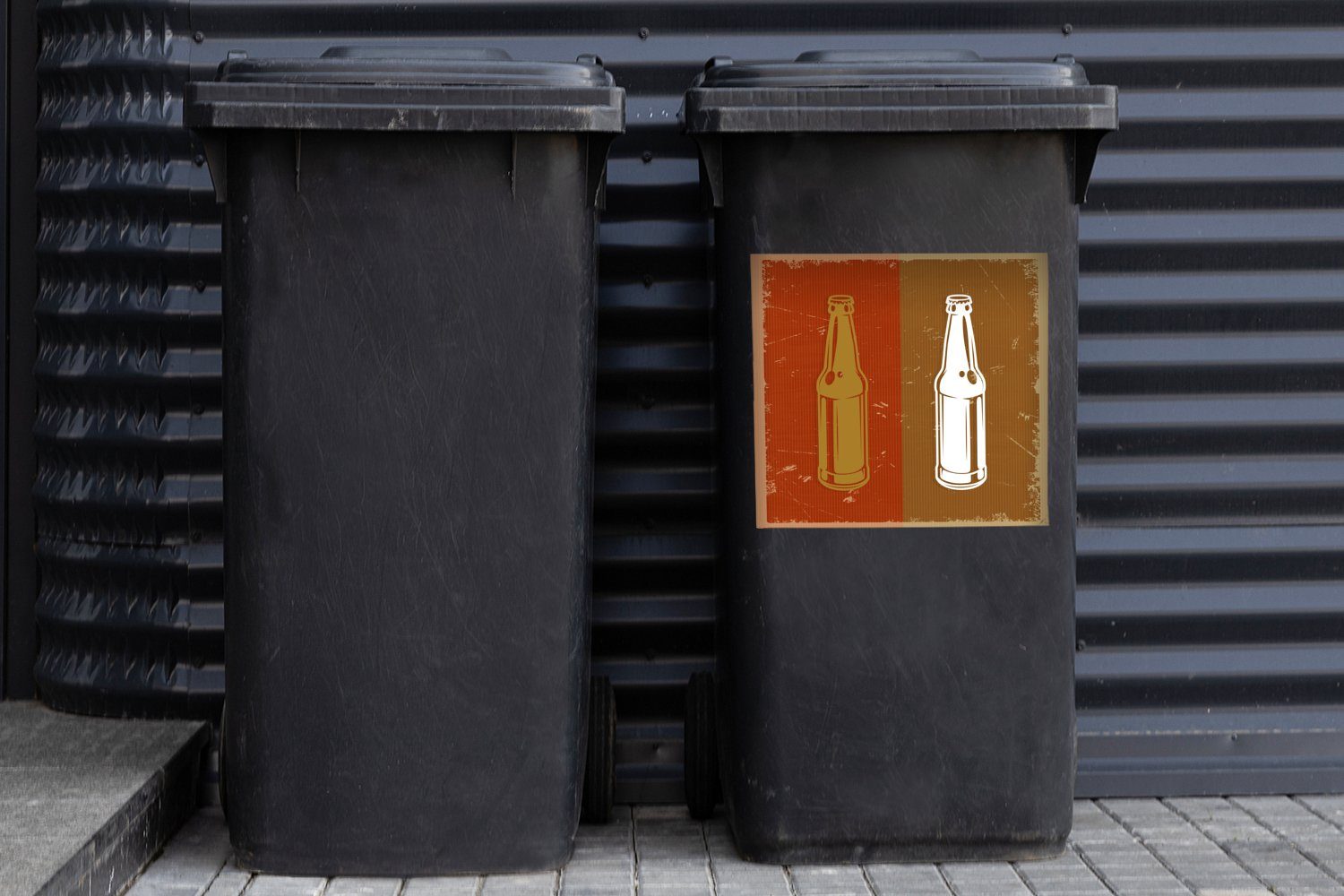 MuchoWow Wandsticker Flasche Mülltonne, - St), Vintage - Mülleimer-aufkleber, (1 Container, Abfalbehälter Sticker, Einfach