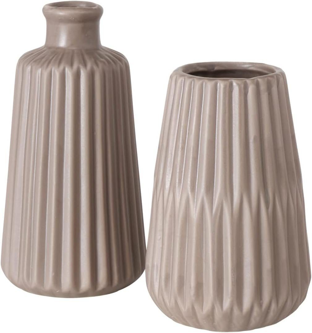 BOLTZE GRUPPE GmbH BOLTZE Tischvase Boltze Vasen Set Esko 2-teilig braun matt Blumenvasen Keramik, ÃƒÂ¸