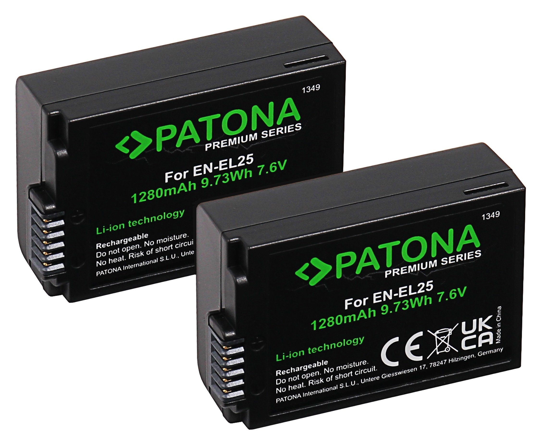Patona 2x Premium Akku für die Nikon Z 50 / Nikon Z fc Kamera-Akku EN-EL25 1280 mAh (2 St)