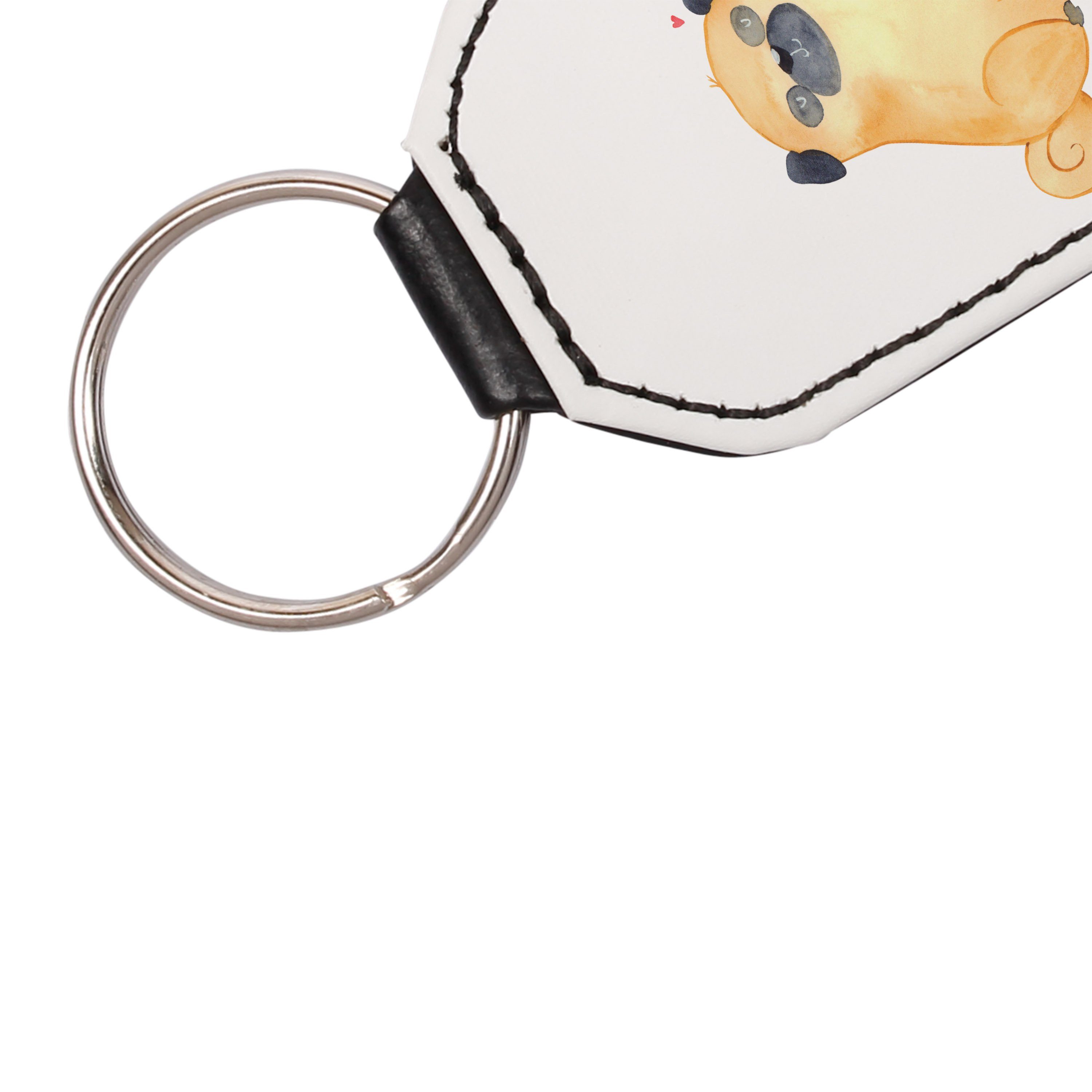 Panda & Mops Geschenk, Weiß - (1-tlg) - Mrs. Mr. Glücksbringer, Vierbeiner, Schlüsselanhänger Schlüsselanhänger,