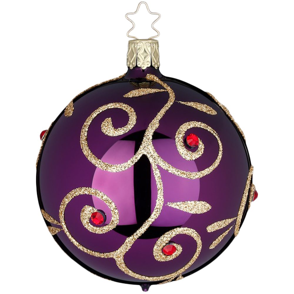 INGE-GLAS® Weihnachtsbaumkugel Christbaumkugel Strahlende Leidenschaft Royalviolett glänzend Ø 8cm (1 St), mundgeblasen, handbemalt