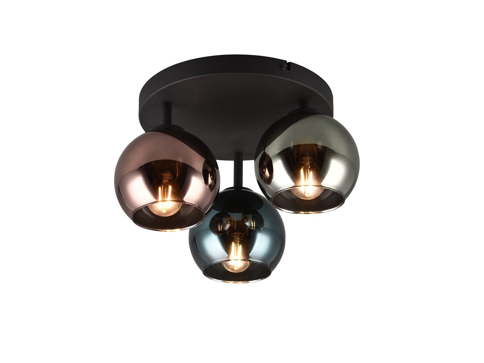 Reality Leuchten LED Deckenleuchte mit bunten Glaskugeln, Ø 33cm, dimmbar, LED wechselbar, warmweiß, ausgefallene Retro Deckenlampe Wohnzimmer & Jugendzimmer inkl. E14 LED