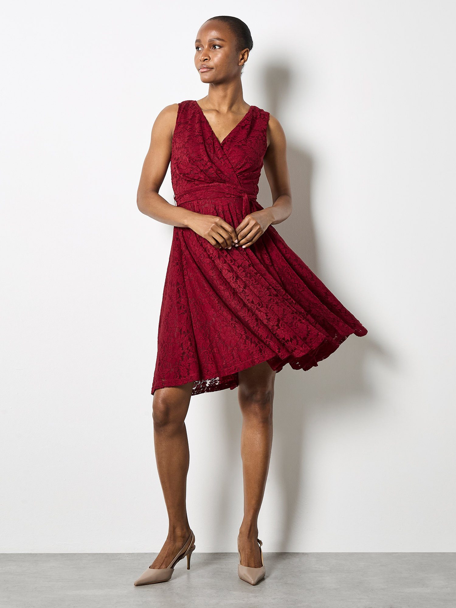 Apricot Midikleid, (Stoffgürtel) günstig online kaufen