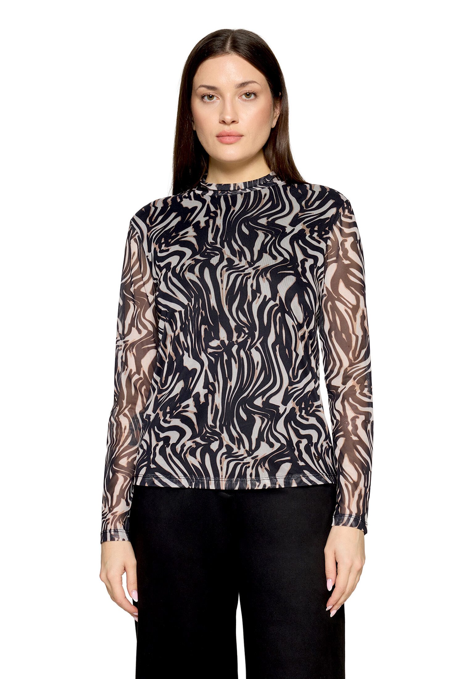 Betty&Co Kurzarmshirt Damen mit Stehkragen (1-tlg)