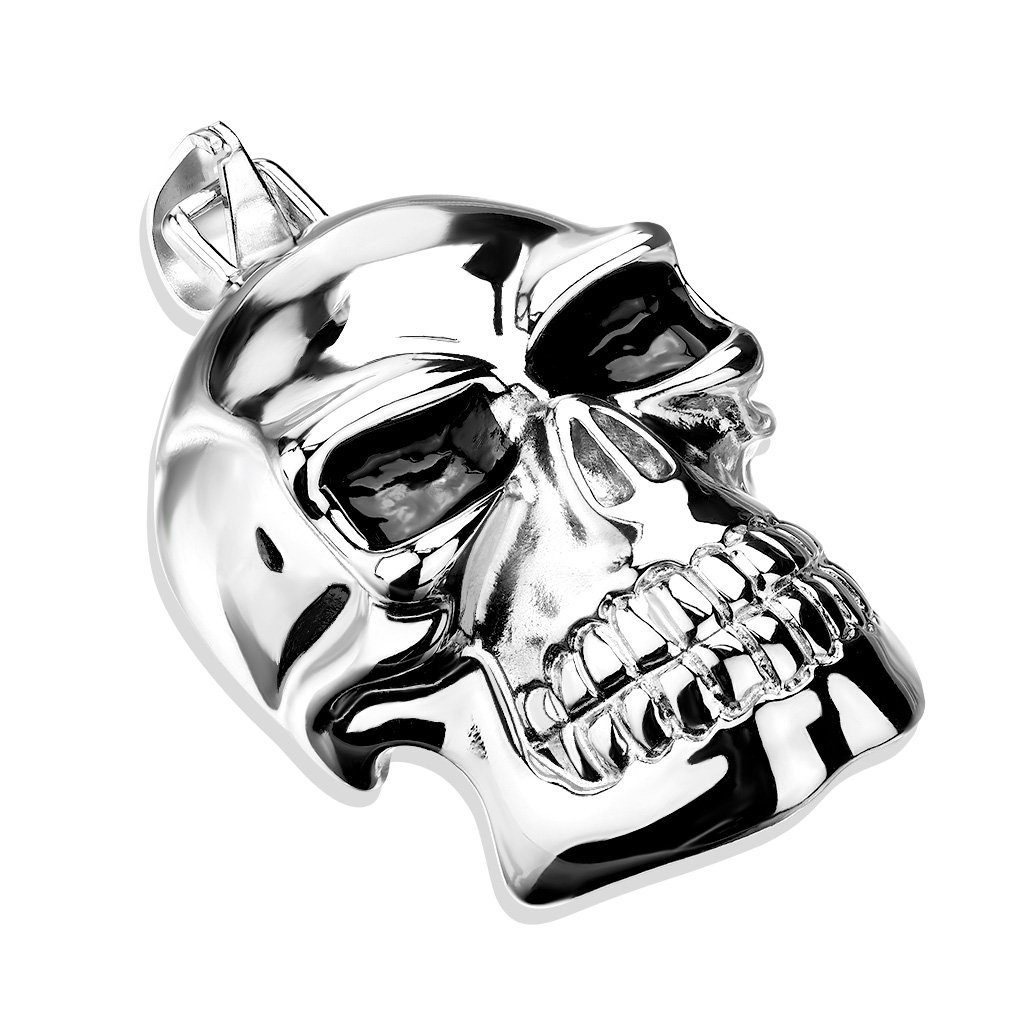 (1-tlg), Skull Silber Edelstahl Halsketten Anhänger Anhänger aus Unisex Totenkopf XXL Pendant BUNGSA Set