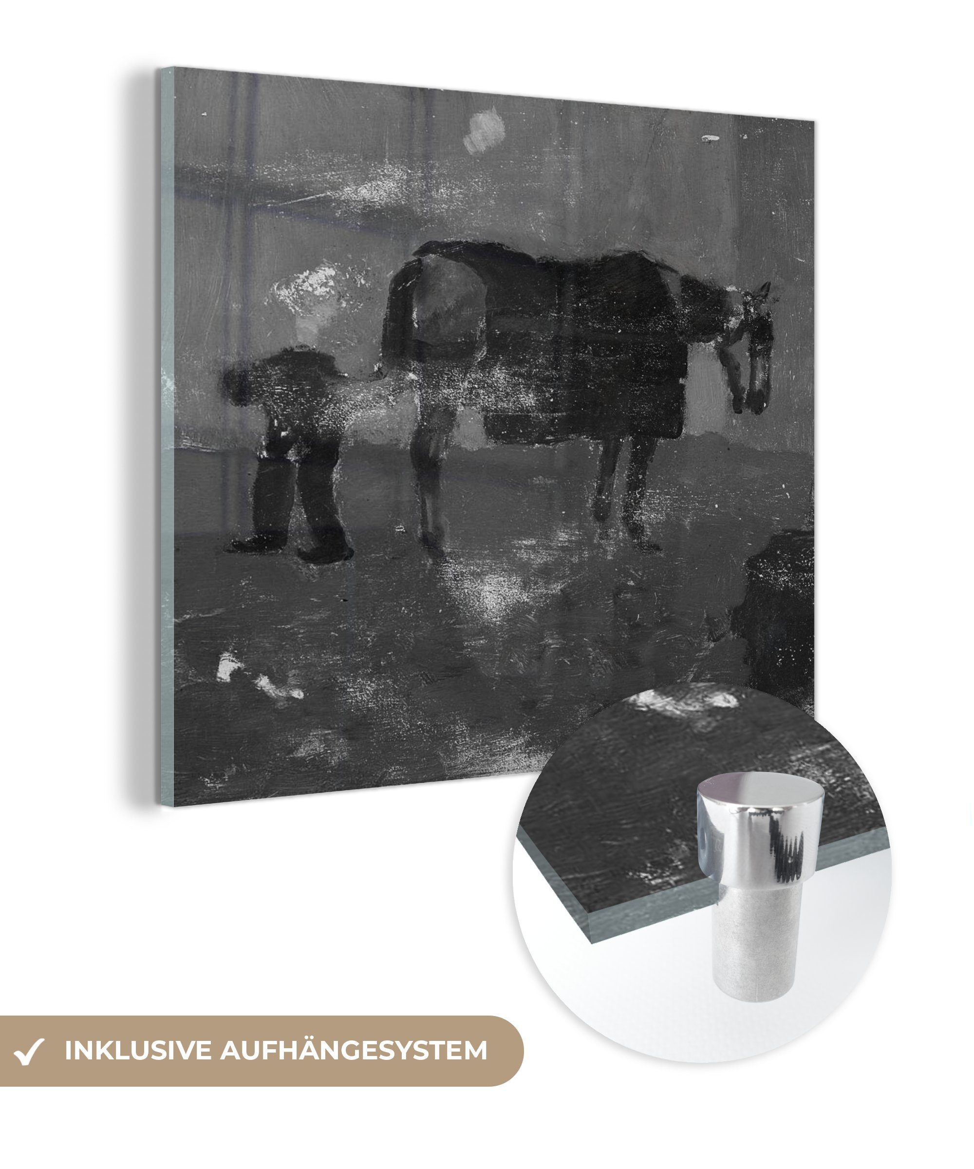 MuchoWow Acrylglasbild Hufschmied mit Grau - Georg Hendrik Breitner, (1 St), Glasbilder - Bilder auf Glas Wandbild - Foto auf Glas - Wanddekoration