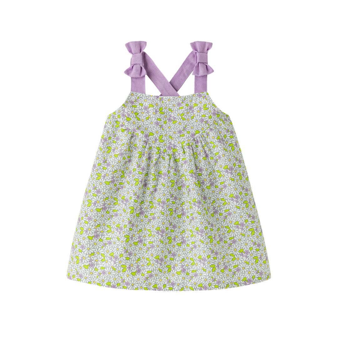 suebidou Midikleid süßes Mädchenkleid Sommerkleid Blumenmuster mit KontrastTrägern kleine