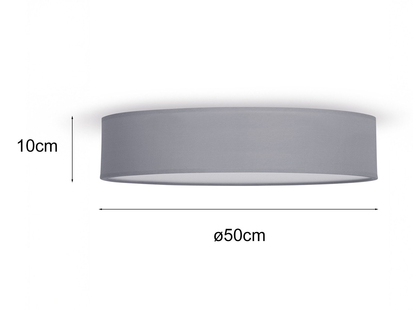 smartwares LED Deckenleuchte, Dimmfunktion, LED wechselbar, Warmweiß, große mit Stoff Lampen-schirm Grau Design-klassiker Treppenhaus Ø 50cm