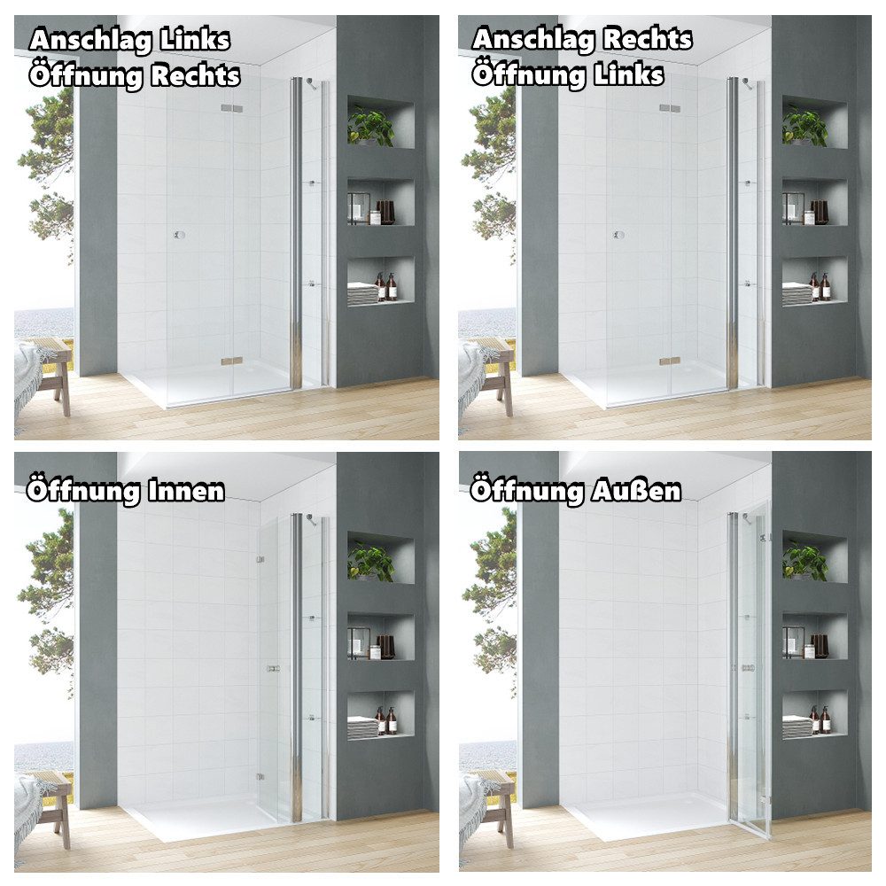 AQUALAVOS Duschwand Glas Falttür Walk In Sicherheitsglas Duschwand Festteil günstig online kaufen