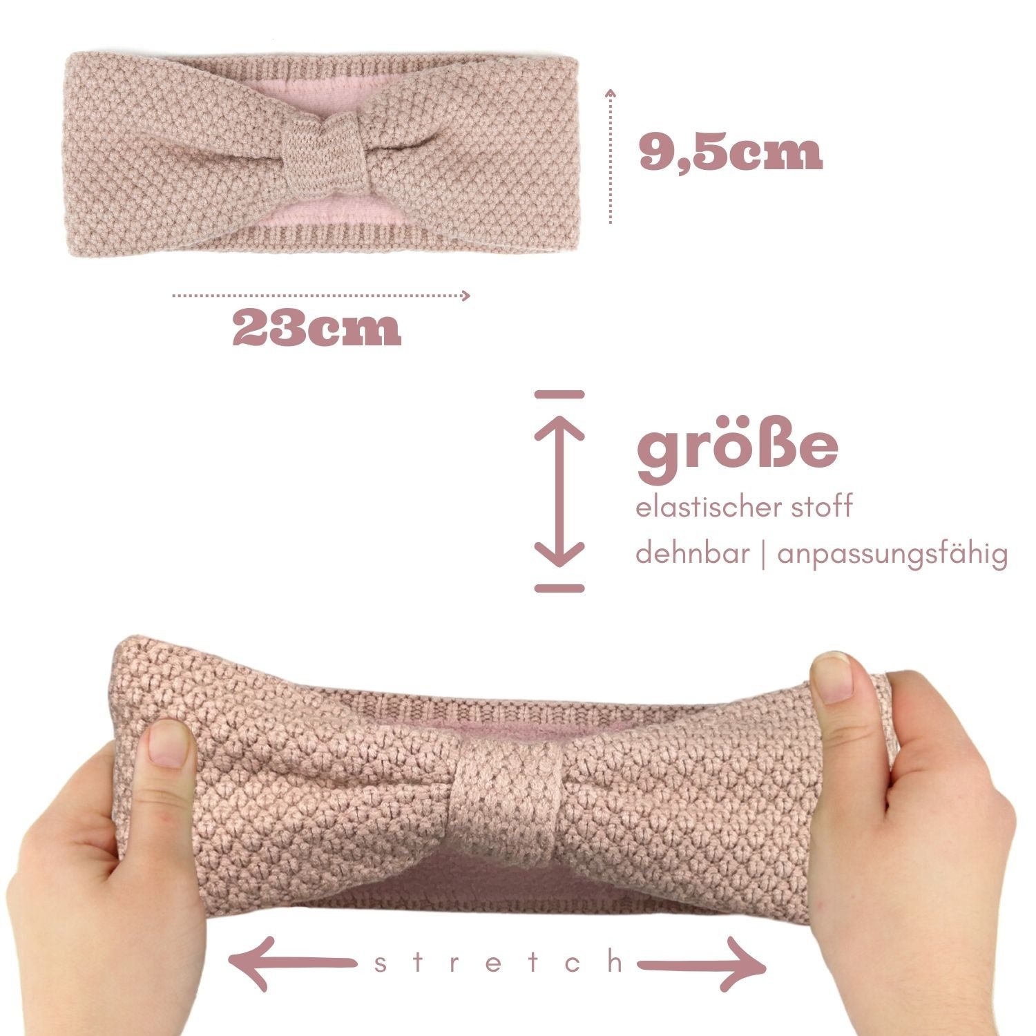 Frentree Stirnband Gefüttertes Haarband, Ohrenwärmer für Damen und Mädchen, Strickmuster mit Schleife und weichem Fleece Innenfutter