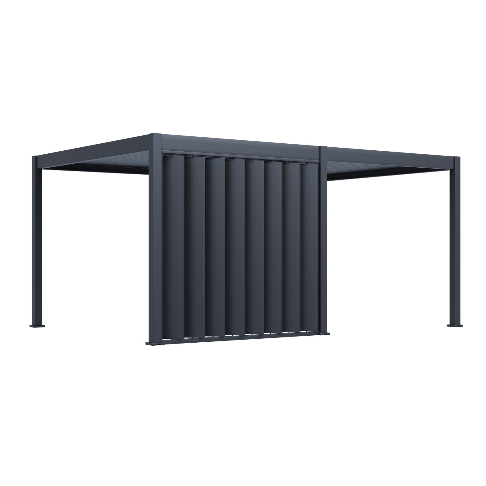 Weide Pavillonseitenteil Sichtschutzwand 2,65 m Pergola Seitenwand mit Lamellen Anthrazit, 265x236 cm, Komplettset, Seitenteil