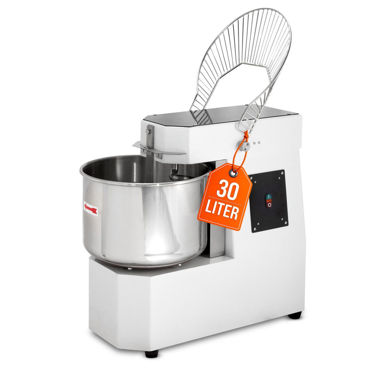 GastroHero Küchenmaschine Spiral Teigknetmaschine 30 L Edelstahl für 12 kg Pizza- & Brotteig, 1500 W, 30 l Schüssel, Europäische Hygienevorschriften, robuster Teigbrecher, Schutzgitter
