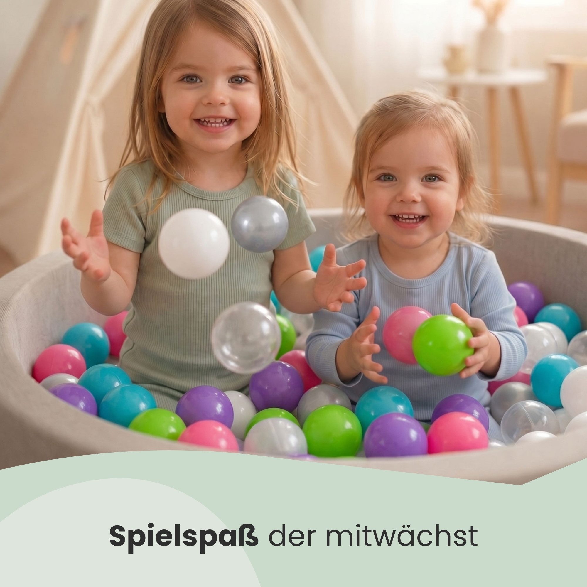 LittleTom Bällebad-Bälle Baby - 350 Bunte Bälle fürs Bällebad - Geprüfte Spielbälle für Kinder (350-St), Ab dem 1. Tag: Babybälle zum Greifen - Plastikbälle für den Bällepool
