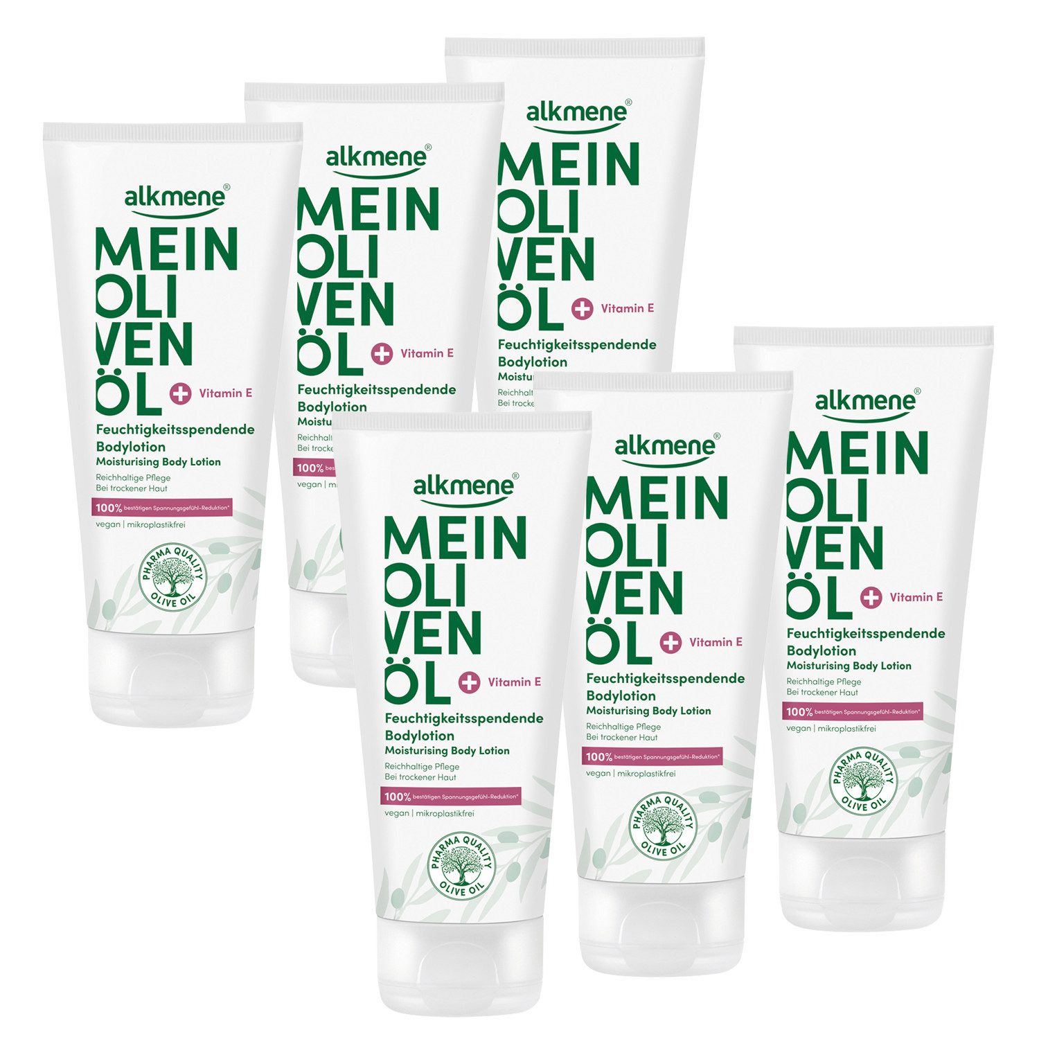 alkmene Bodylotion Bodylotion für trockene Haut 1200 ml, Damen & Herren, Olivenöl, 6-tlg.