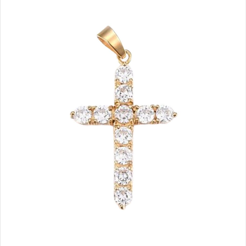 Kreuzanhänger Celeste Shine Cross Kreuz-Anhänger Goldoptik mit Zirkonia