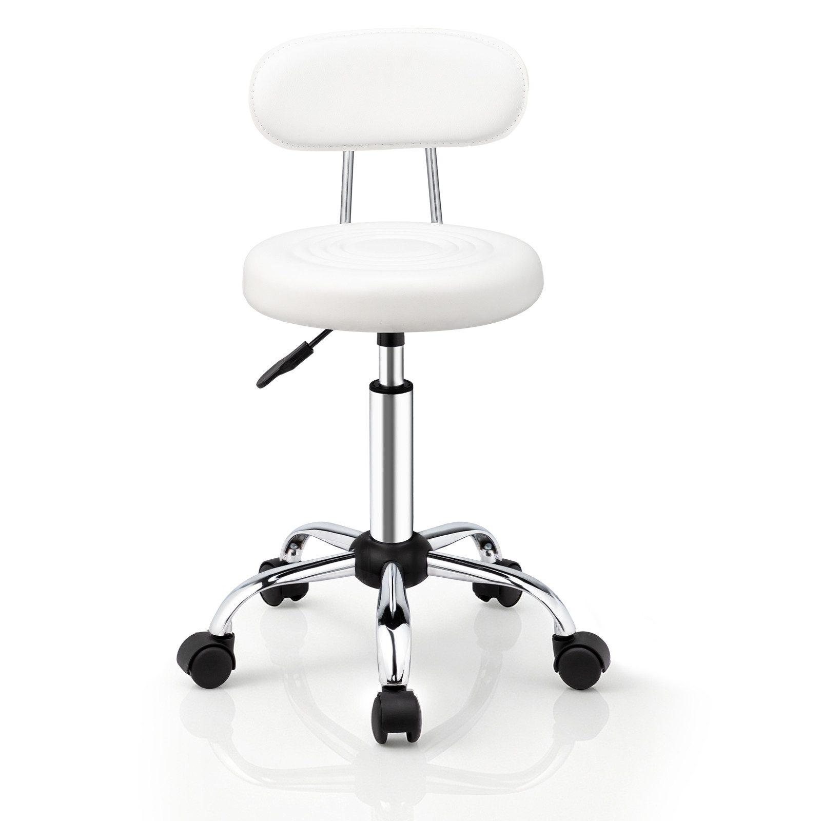 VINGLI Drehhocker Rollhocker Bürohocker Hocker für Salon, Tattoo-Studio, Büro, Zuhause, Frisierhocker, Mit Lehne, 360 drehbar, höhenverstellbar