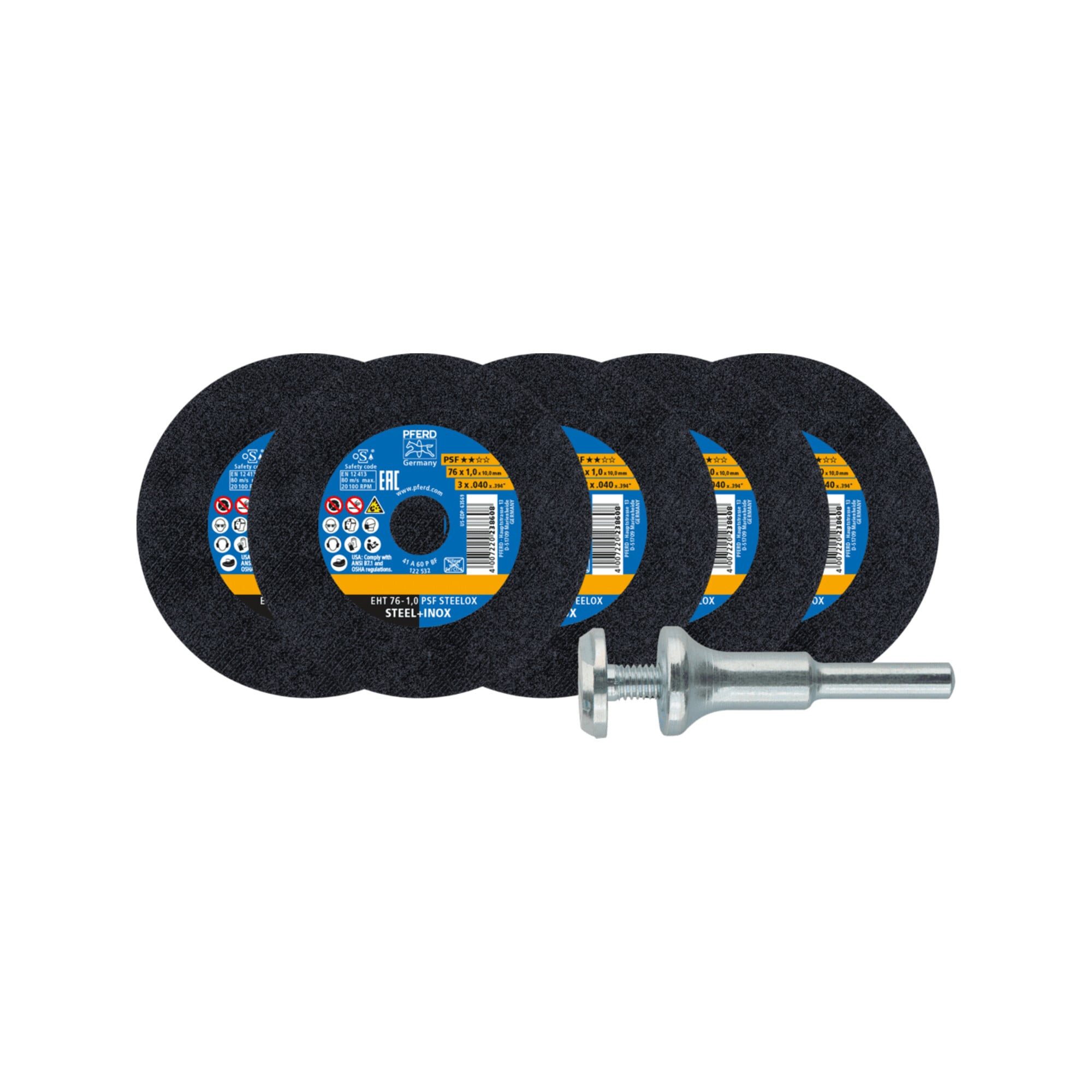 Pferd Trennscheibe PFERD TOOLS 5x Trennscheiben EHT 76x1,0x10 mm gerade PSF STEELOX für