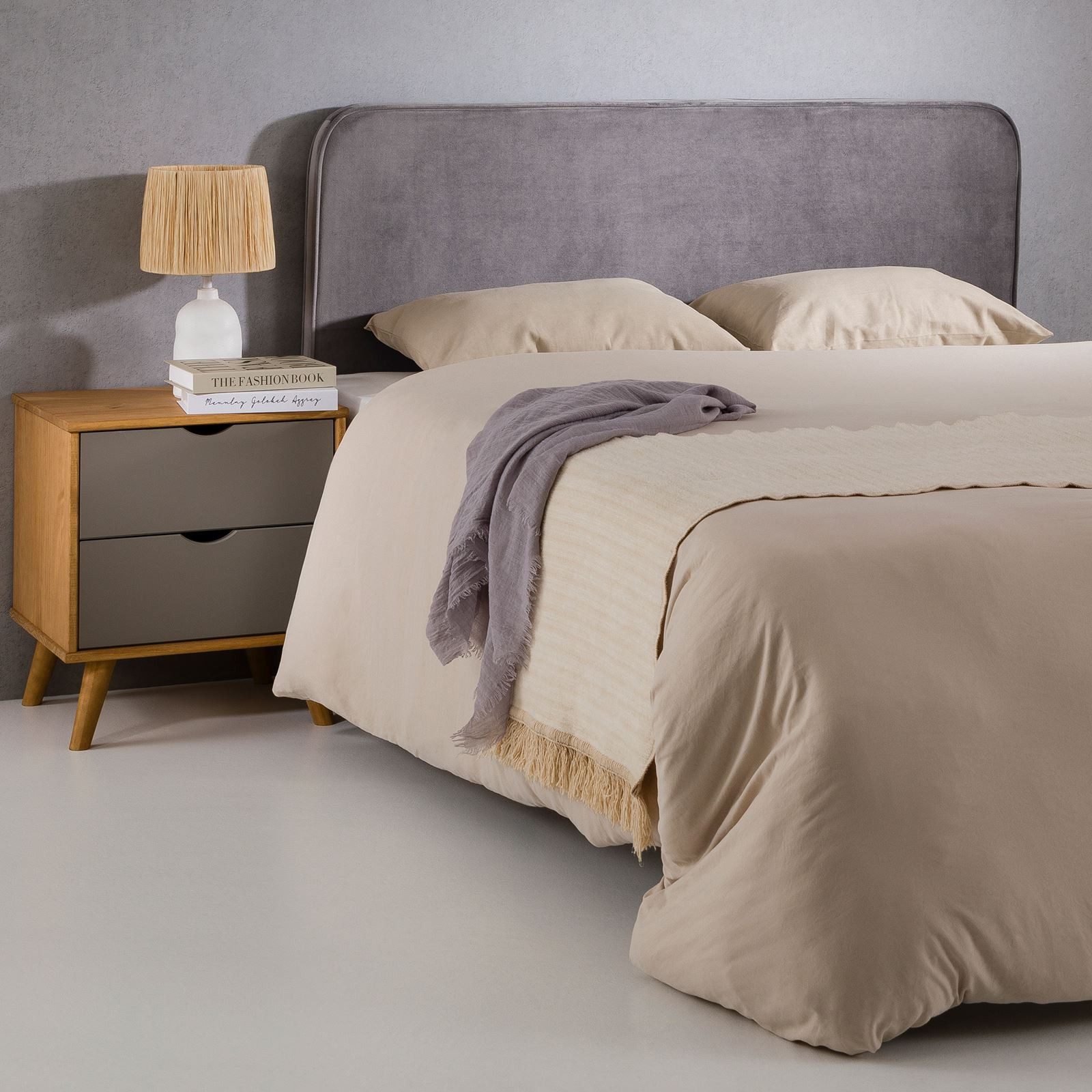 IDIMEX Kopfteil NOVARE, Bettkopfteil 160 cm, Kopfteil Headboard Wandmontage, Samt Stoff grau