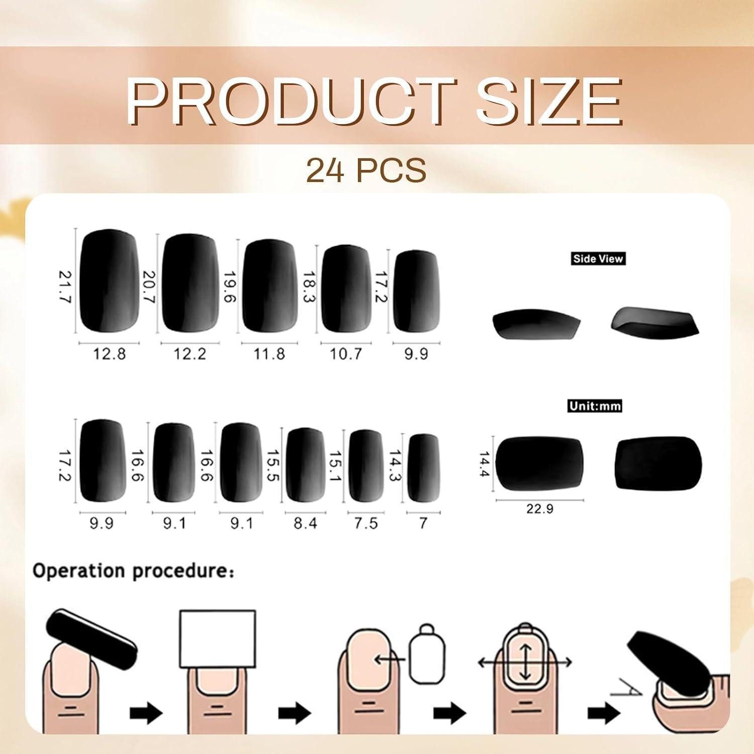 LuxusKollektion Kunstfingernägel 24 Stück Natürliche Reinweiß Press on Nails Extra Kurz Set