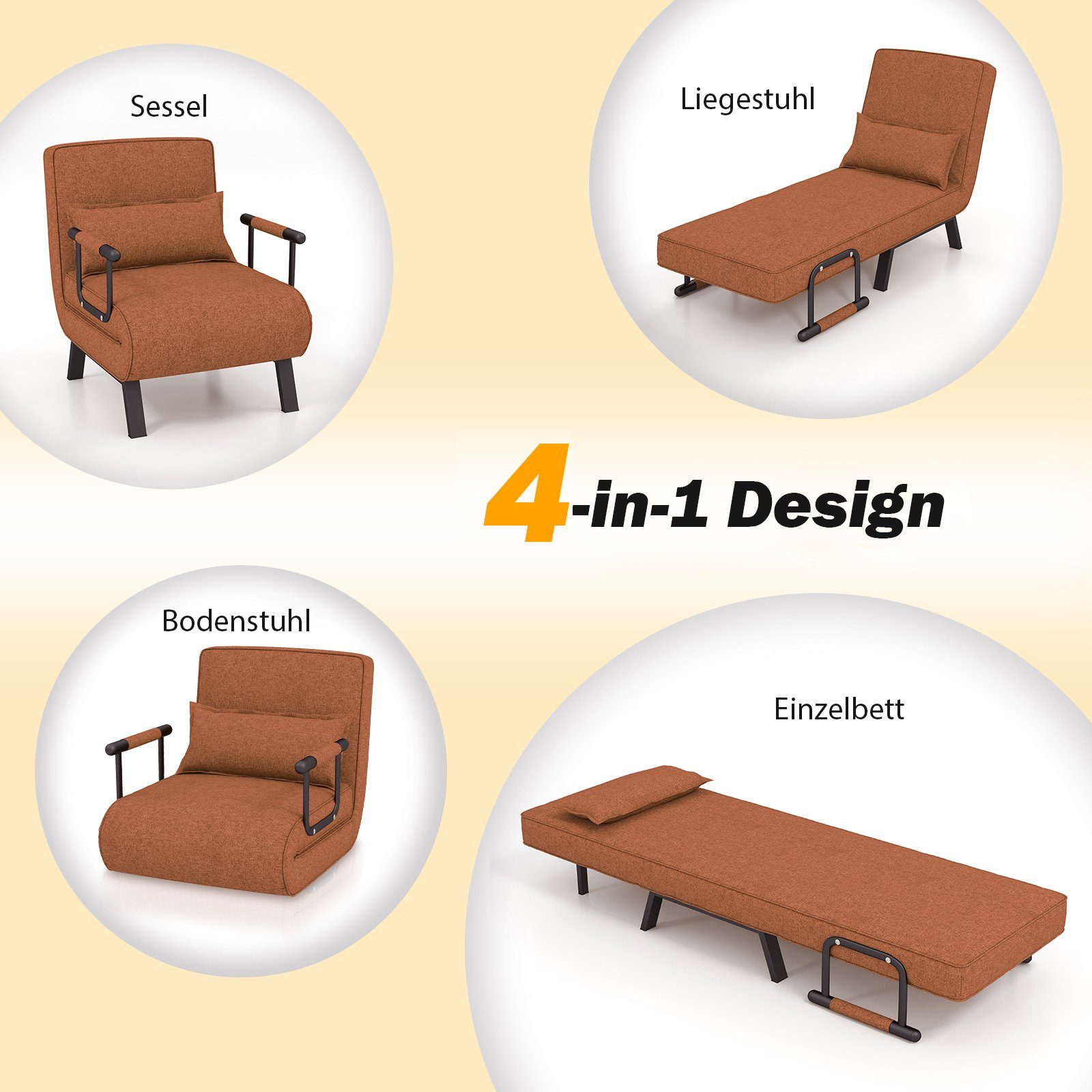 COSTWAY Schlafsofa, 4 in 1,klappbar,mit verstellbarer günstig online kaufen