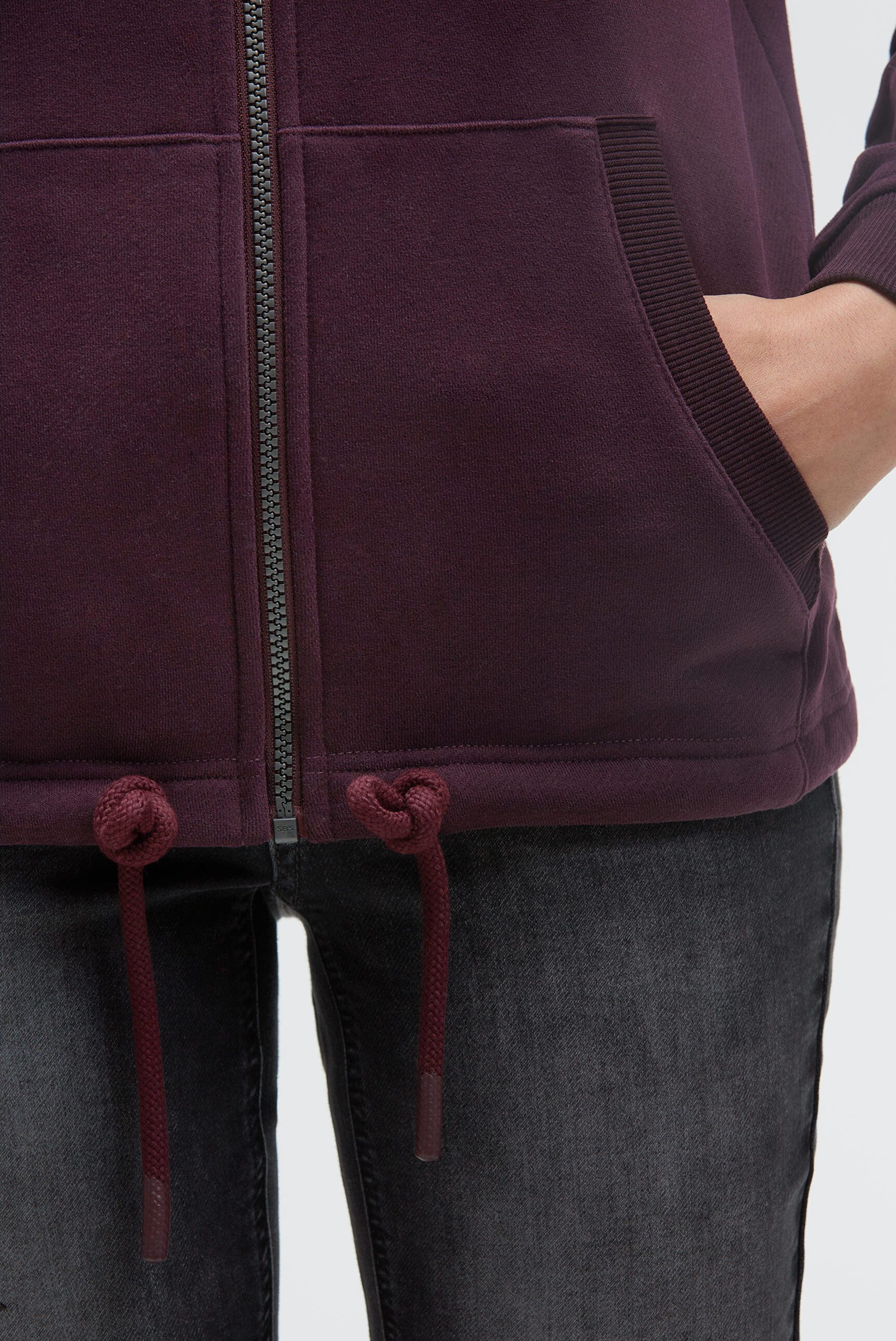 SOCCX Sweatjacke mit Bindeband am Saum