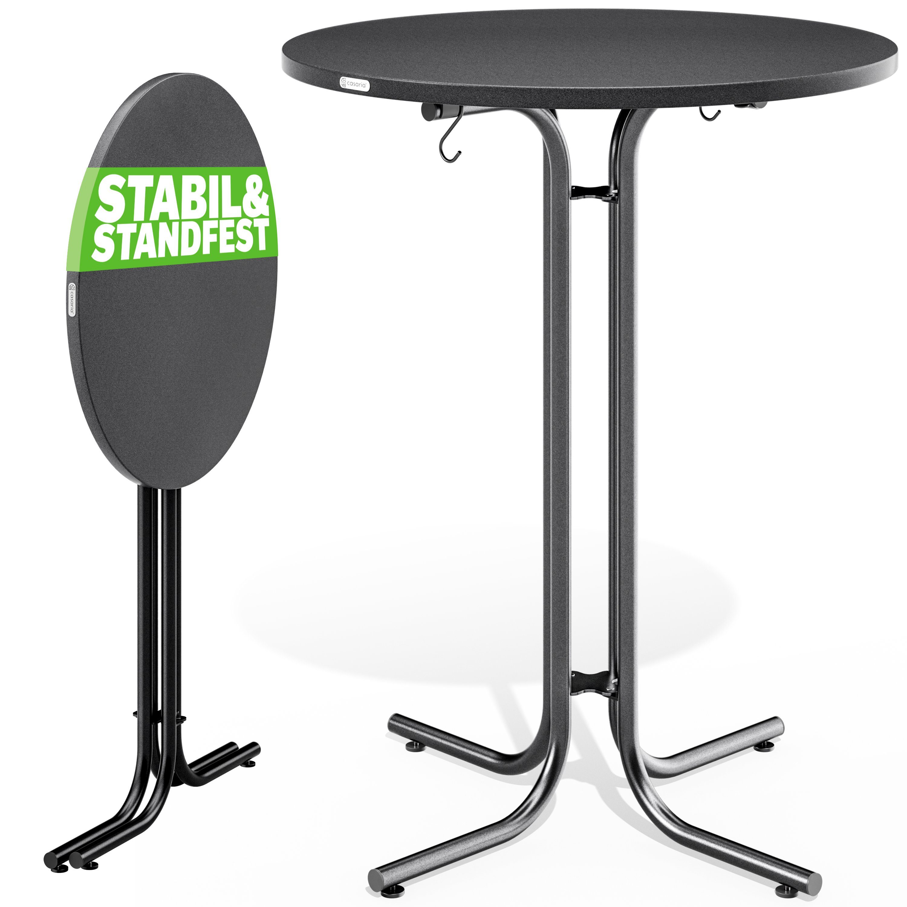 Casaria Stehtisch, Ø70x110 cm klappbar rund Garten Holz Metall