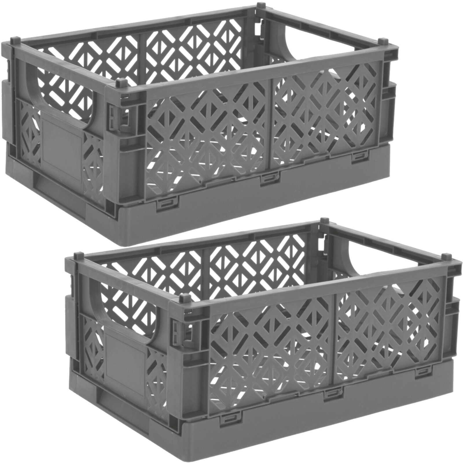 Koopman Klappbox Transportbox Kleinteilebox Faltbox Box Kiste 35x23x14cm, Grau, Faltbar, Kunststoff, Tragegriffe, Stabil