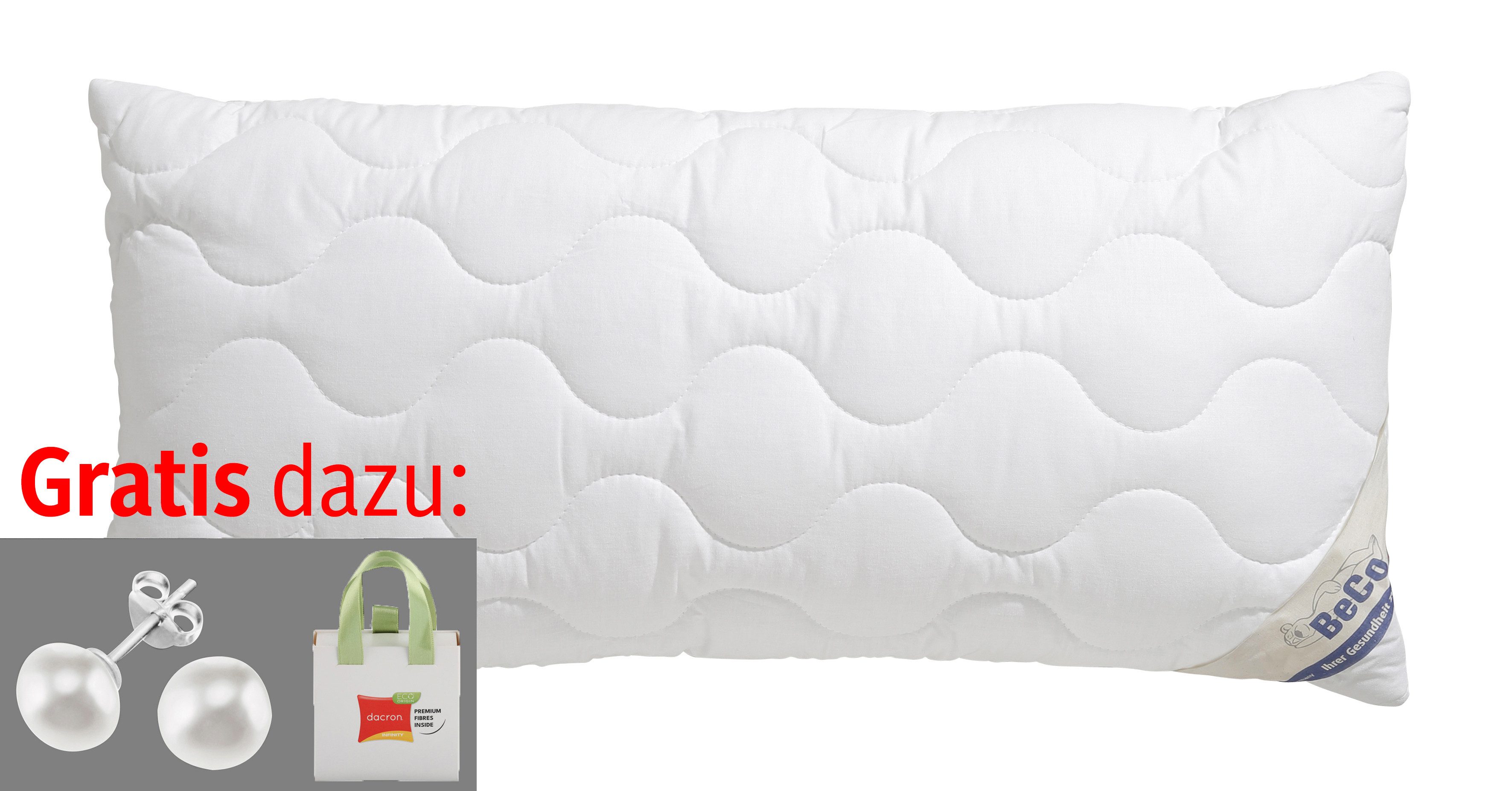 Beco Kunstfaserkopfkissen Aerelle Blue Eco "GOLD", Kissen, mit Gratis-Perlenohrsteckern, Füllung: recycelte Faserbällchen, Bezug: KbA-Bio-Baumwoll-Perkal, Jetzt zugreifen: Gratis-Aktion nur bis 31.12.2025!. Reduzierter Preis € 24,31. Unverbindliche Preisempfehlung € 49,90
