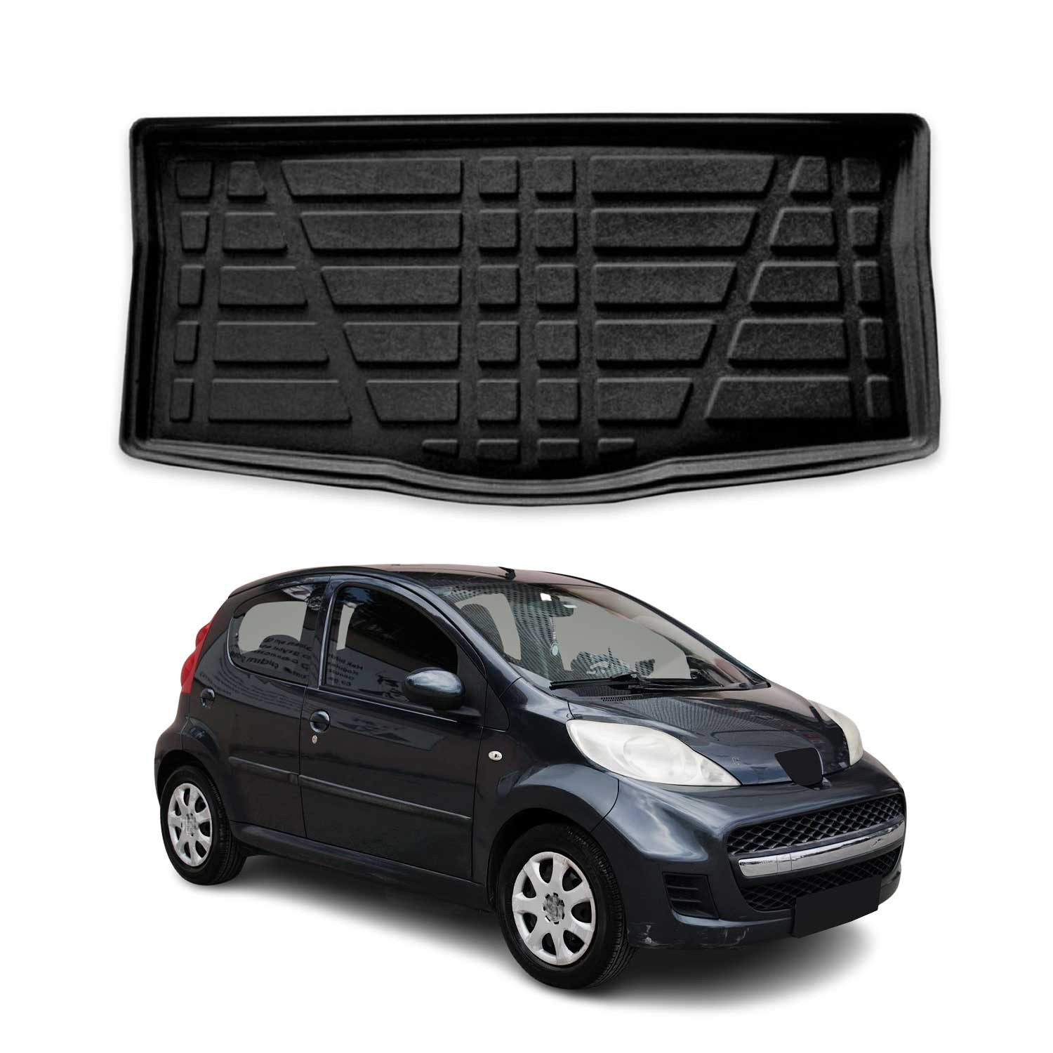 Kofferraummatte Kofferraumwanne für Peugeot 107 2007-2014 5tür Gummi TPE Schwarz