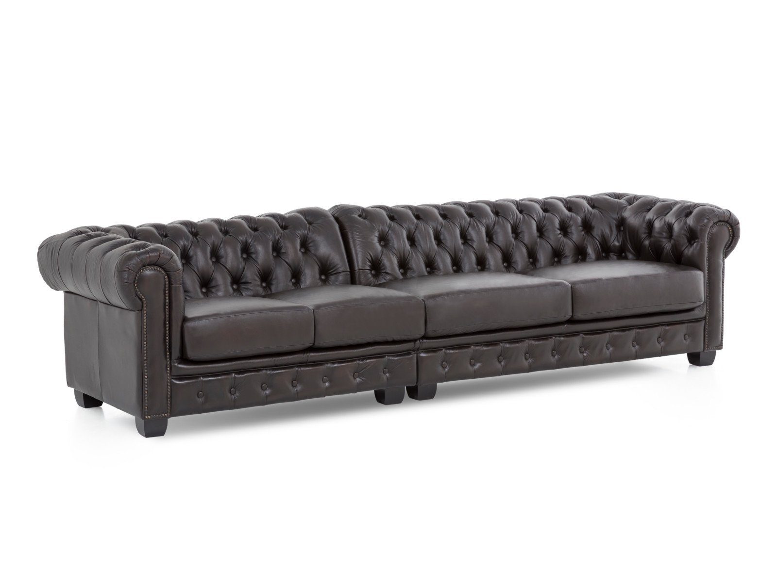 massivum Sofa Chesterfield 5-Sitzer Echtleder braun