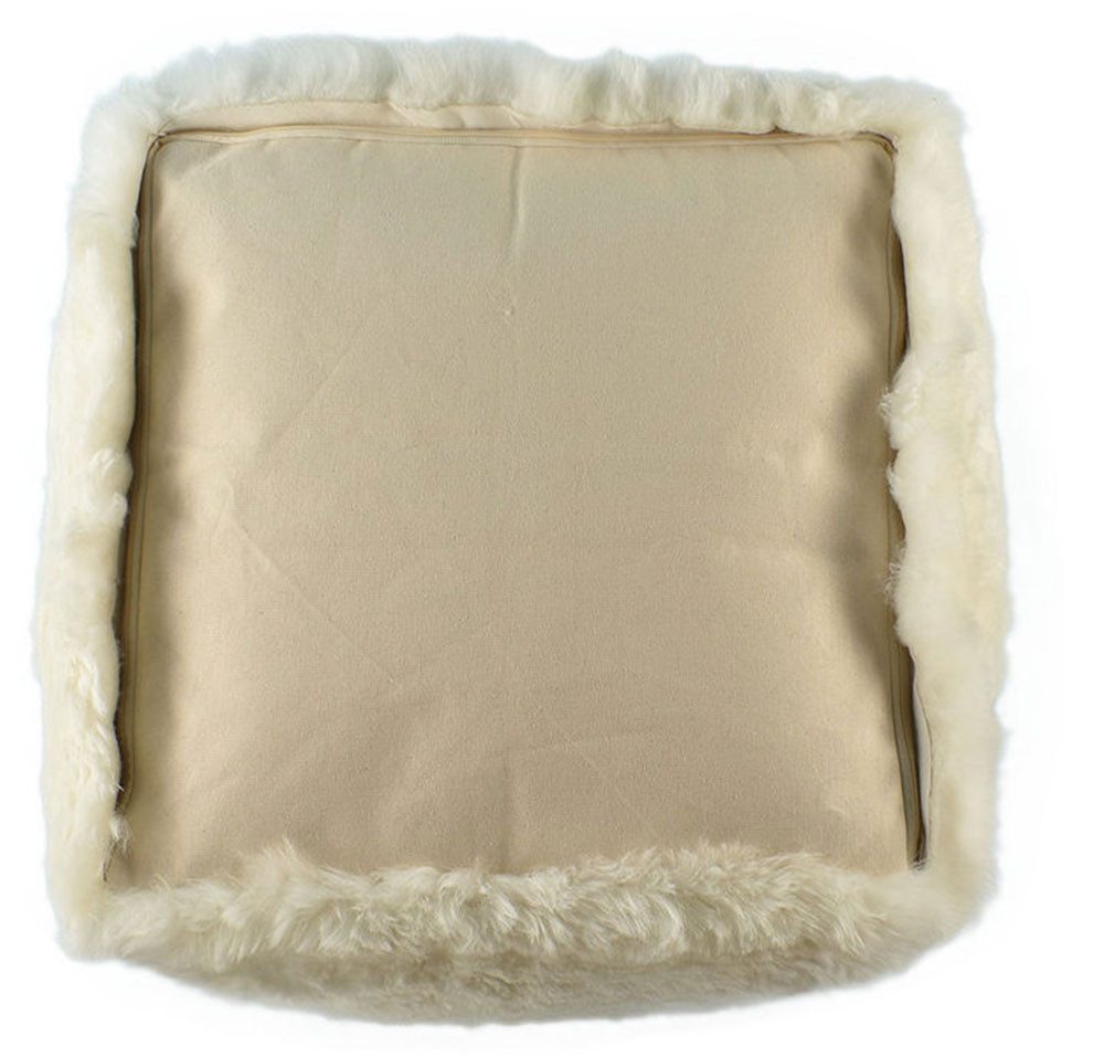 KUHFELL online & NOMAD Pouf LAMMFELL POUF FUßHOCKER AUS ECHTEM SCHAFFELL 60x60x30 cm